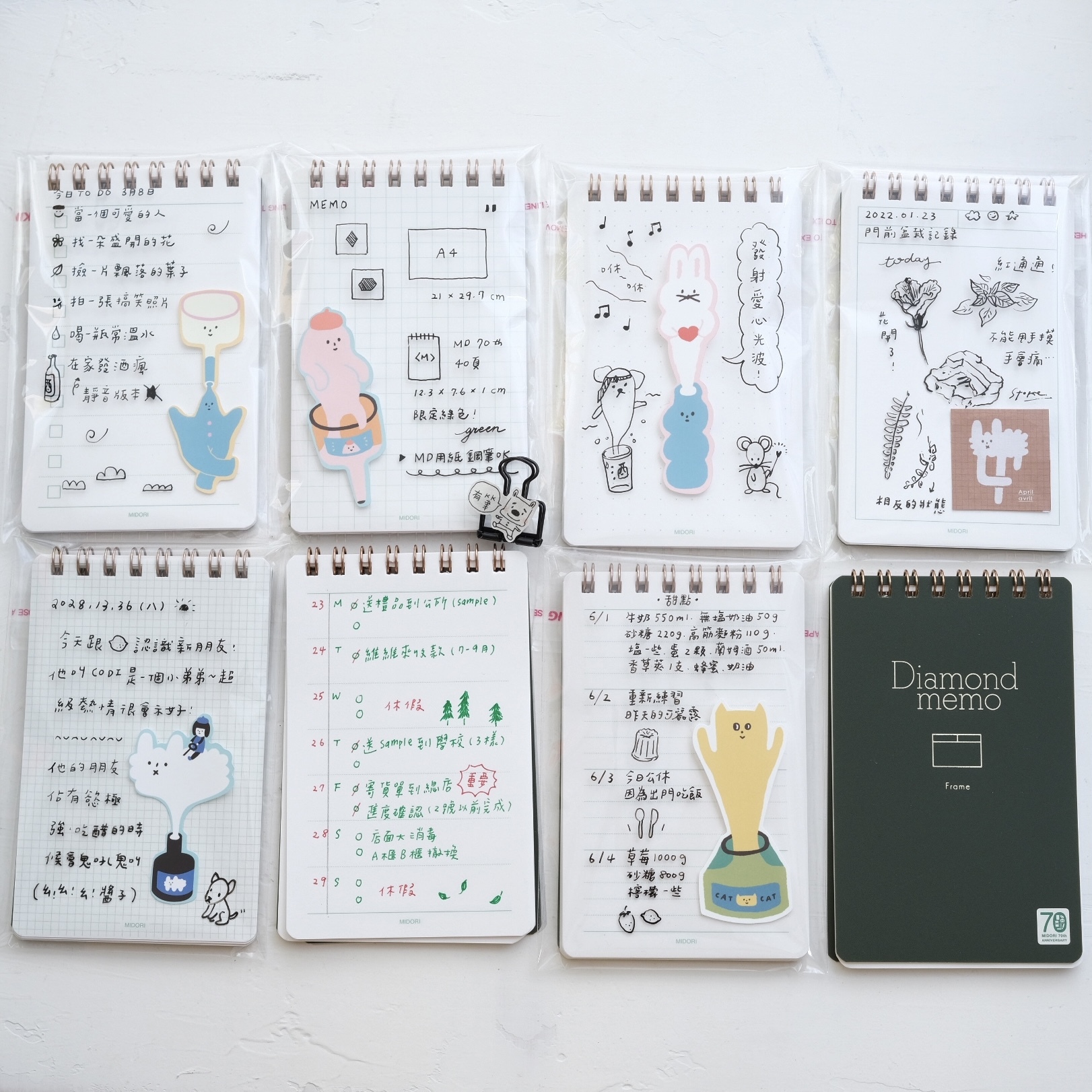 A7 線圈 Diamond memo 限定綠便條本 (70th限定) |MIDORI 日本