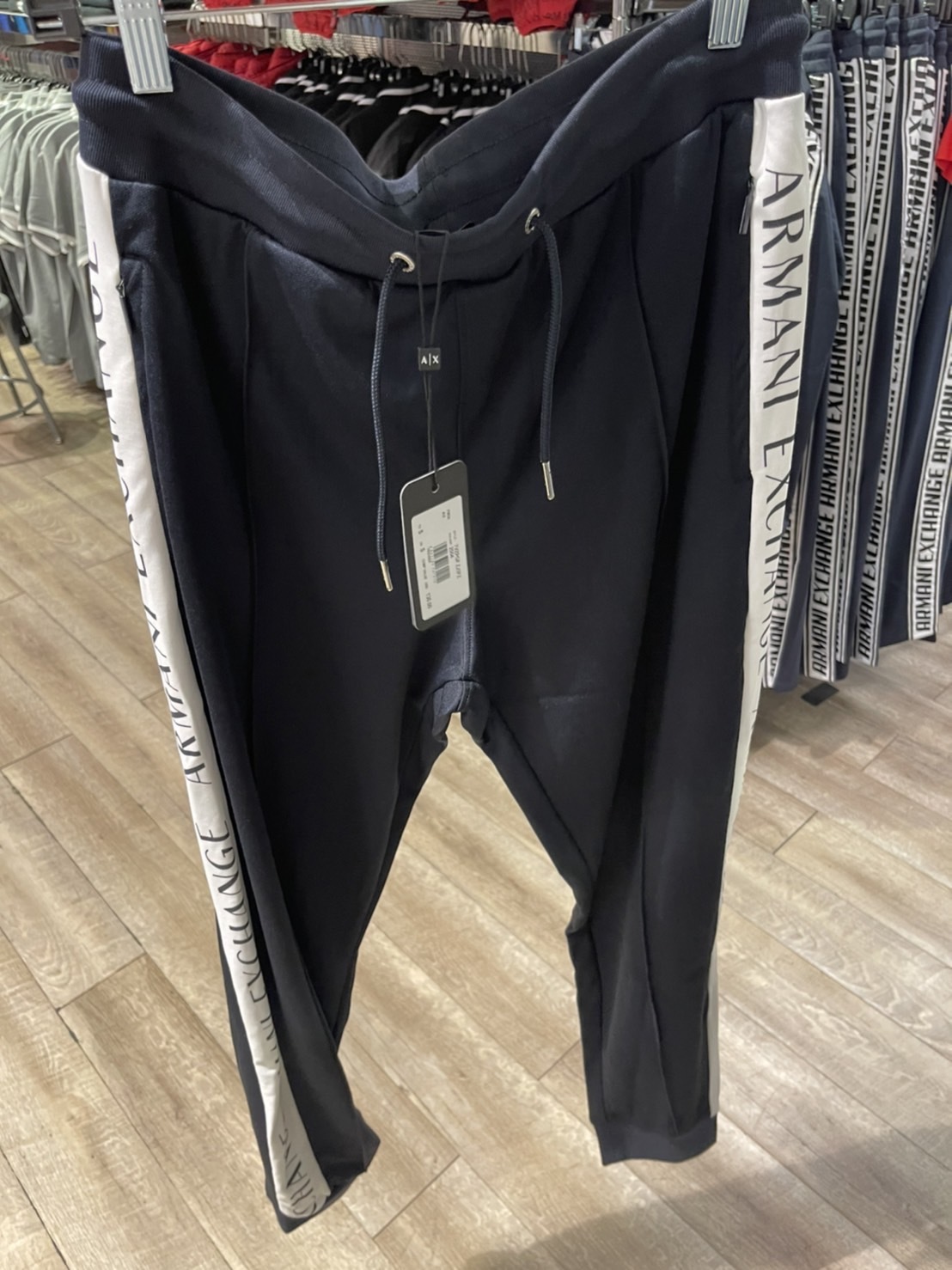 Armani Exchange AX 雙色拼接 側邊字母 縮口褲 套裝