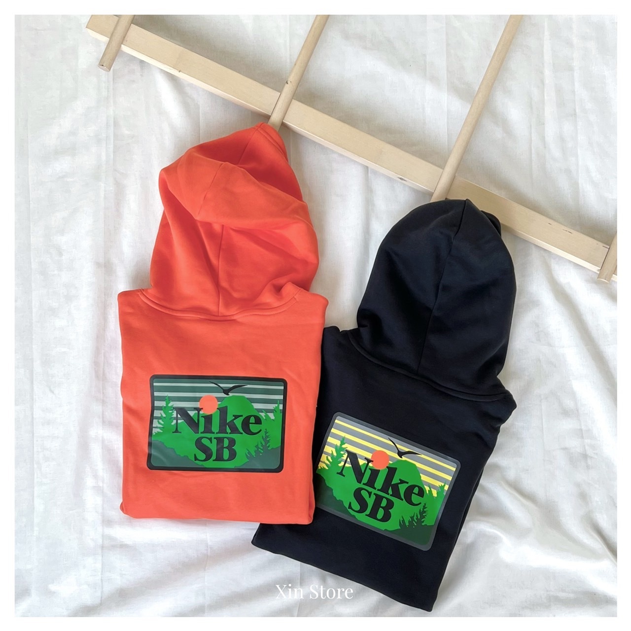 Nike SB One Off 塗鴉 印花 刷毛 滑板 小標 樹林 山景 帽tee 黑 橘