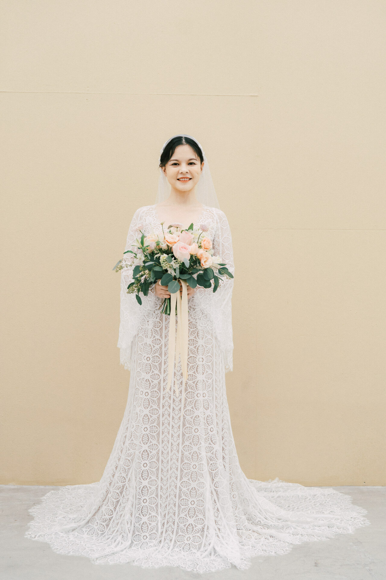 粉澄果漾自然系捧花｜新娘捧花