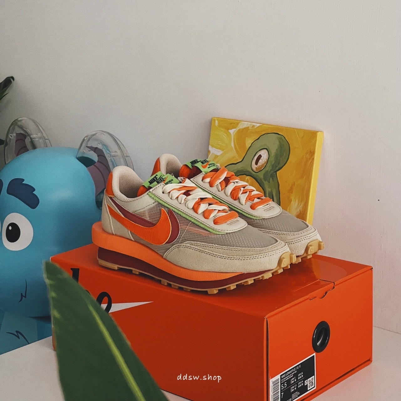 Sacai x CLOT x Nike LD waffle 沙色 橘色 DH1347-100