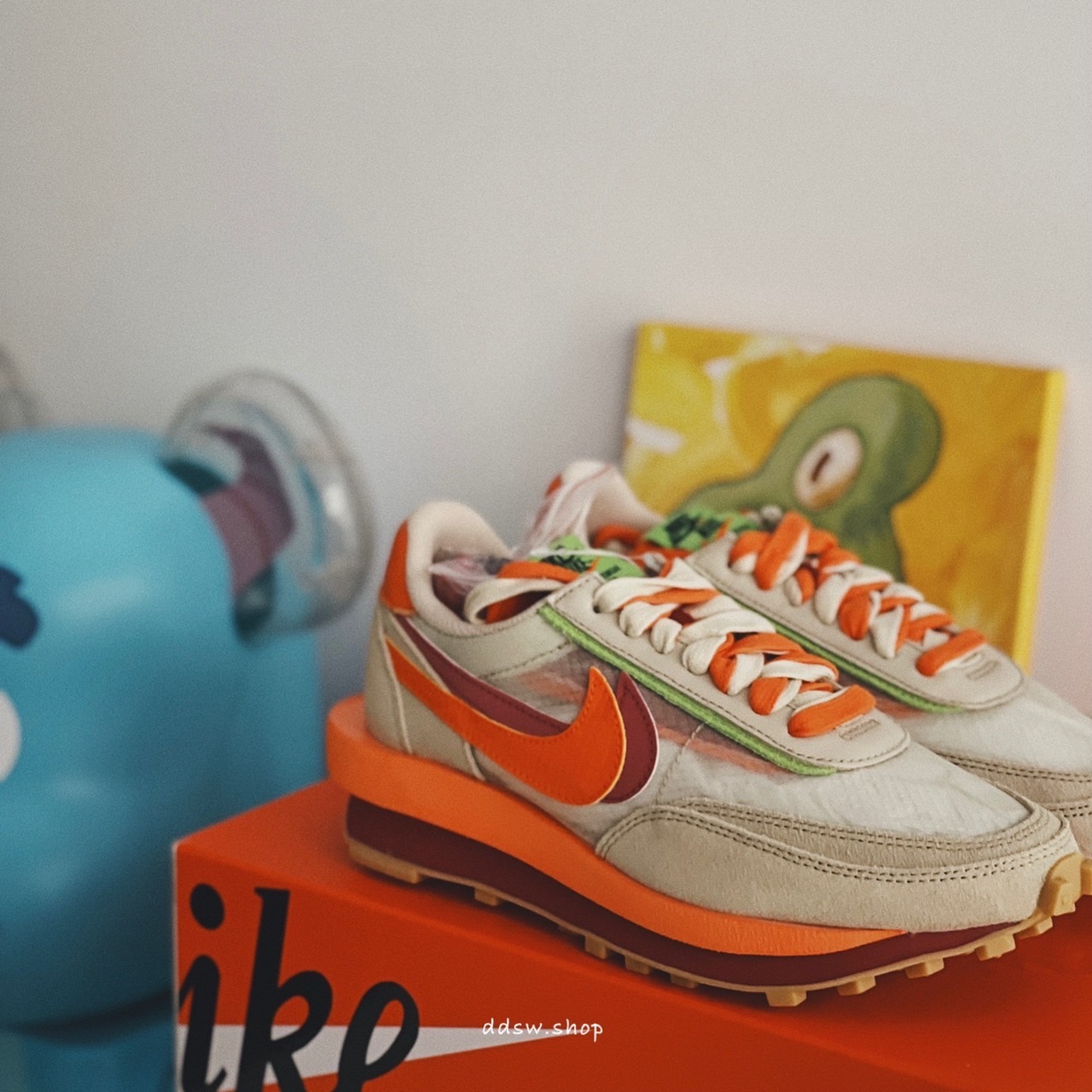 Sacai x CLOT x Nike LD waffle 沙色 橘色 DH1347-100