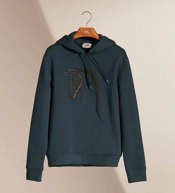 馬頭logo 深藍色帶帽衛衣 Sz： L