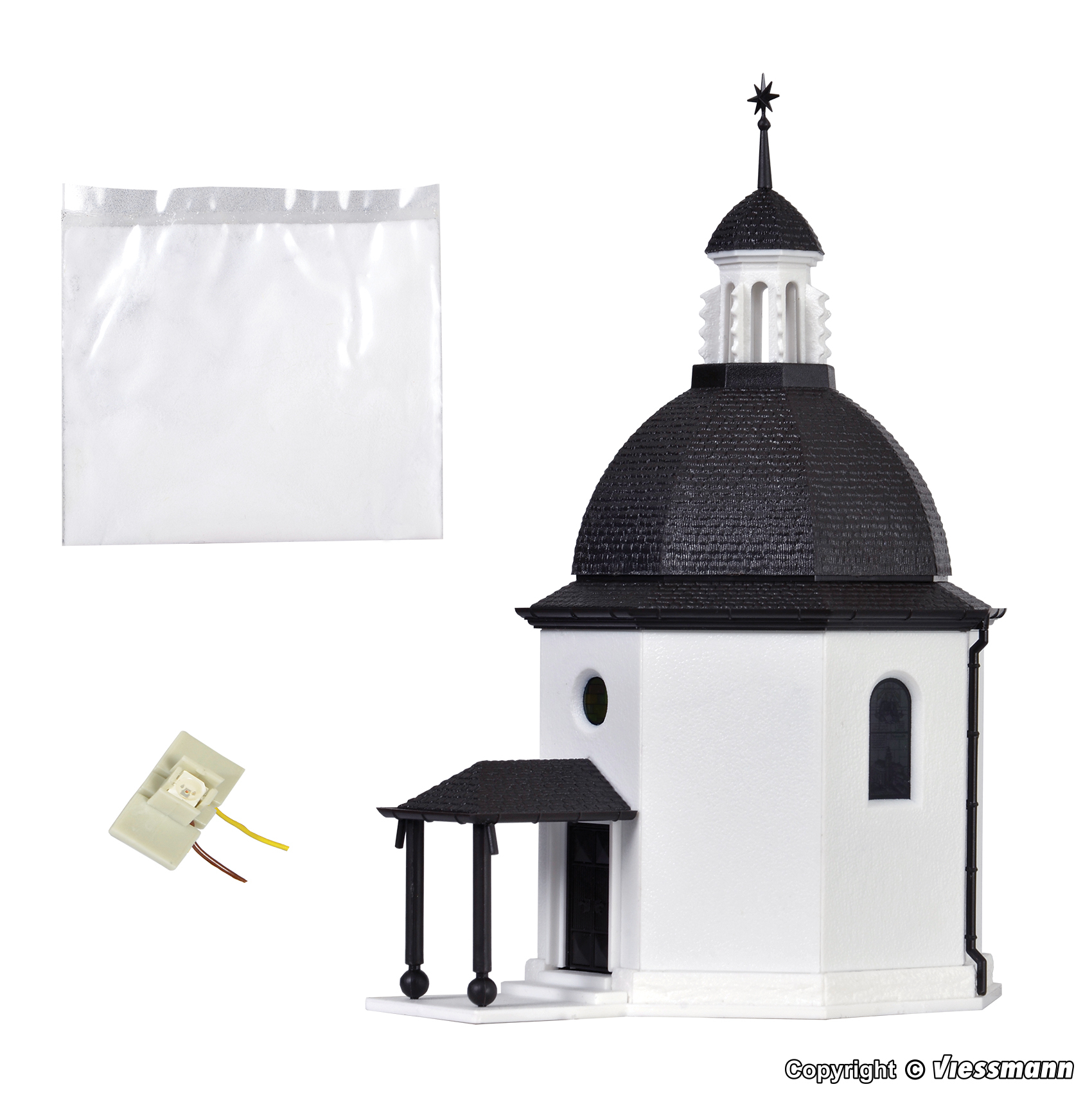 Vollmer 47612 N scale Silent Night Memorial Chapel  with LED lighting and artificial snow