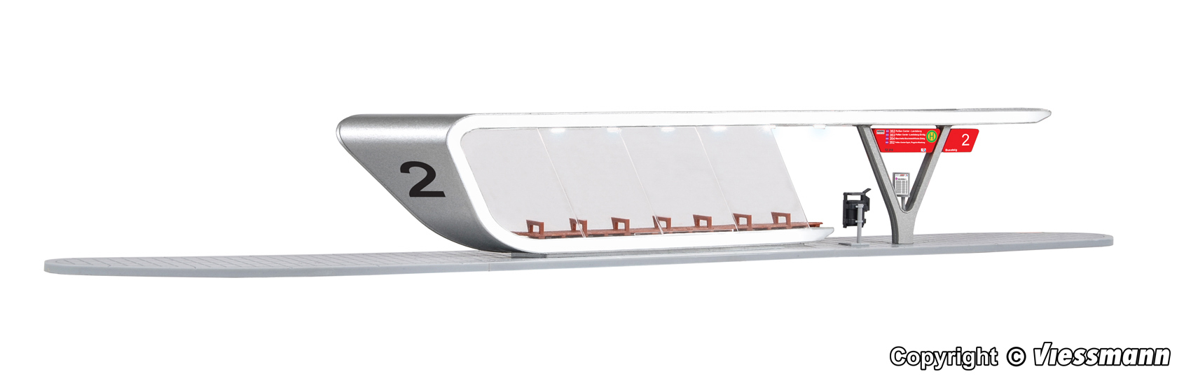 Kibri 39007 HO scale Modern bus stop with LED lighting