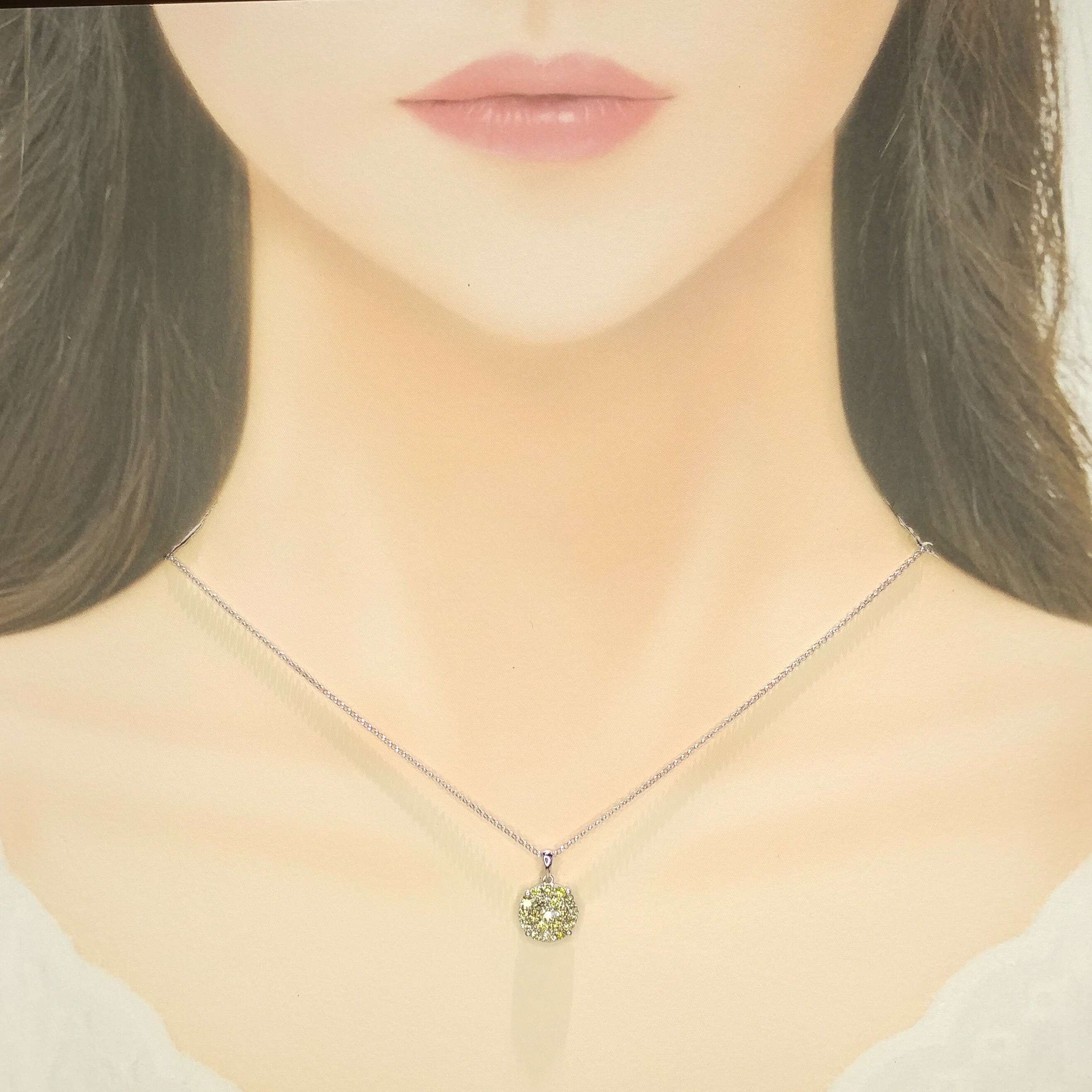 全新18K白金76份鑽石吊墜