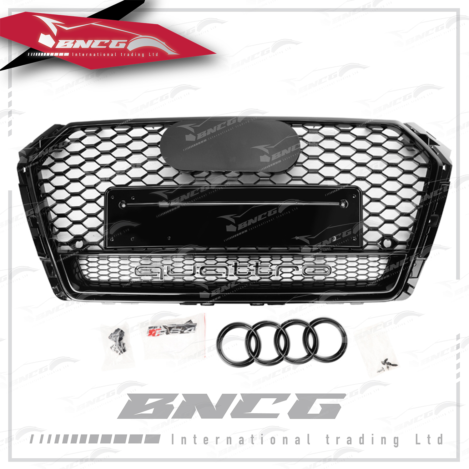 奧迪 Audi 2016+年式 A4 改 RS4 原車替換式 改裝 小框款quattro字樣 中網 水箱蓋 水箱罩 含標