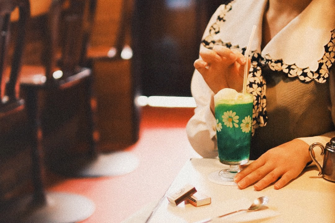 ADERIA Retro 昭和玻璃高腳杯﹝野花﹞