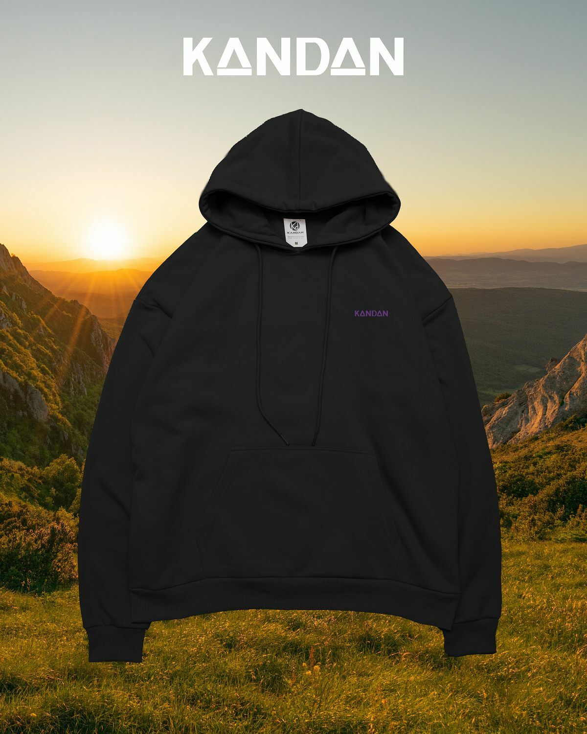 KID ® KANDAN系列 簡單帽T 黑