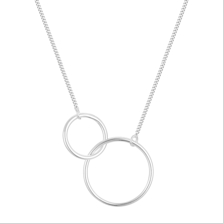 純銀項鍊，女士項鍊 大小圓環相扣，極簡風穿搭之美學（9994）