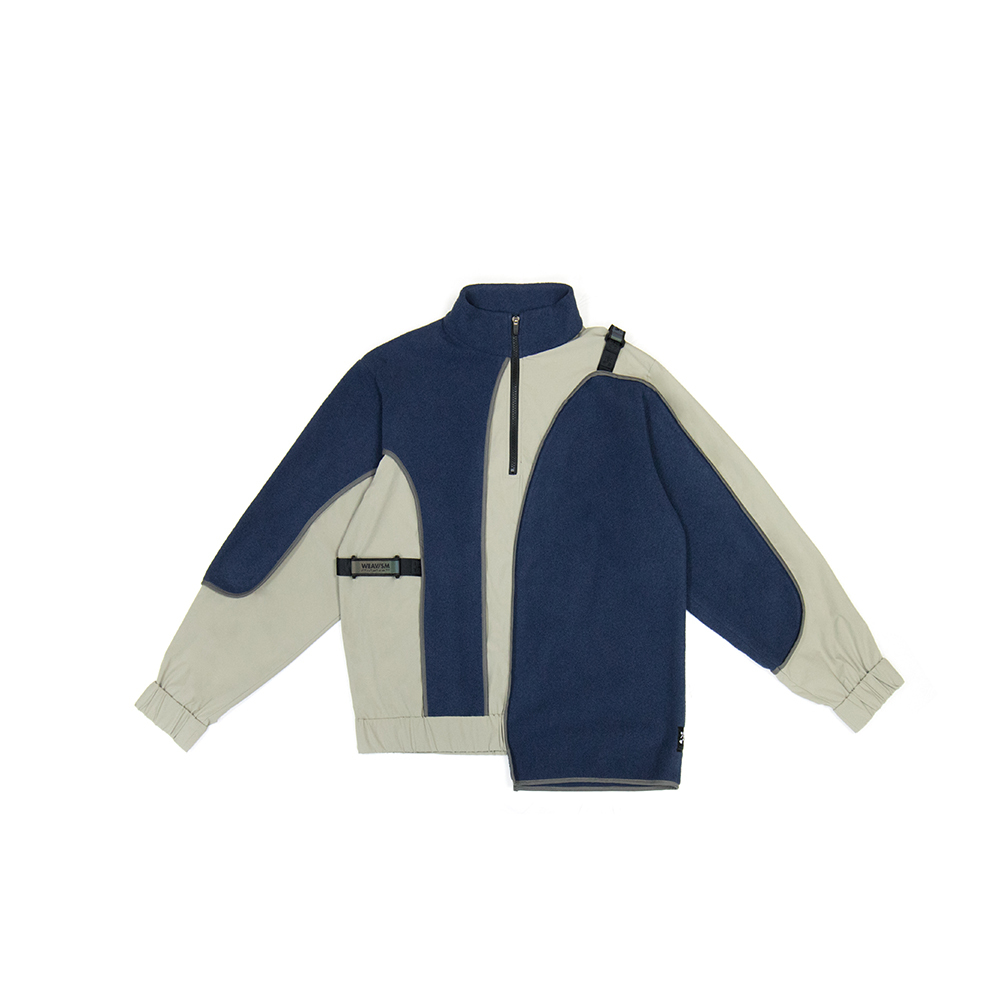 牡蠣絨不規則解構上衣 - 霧藍