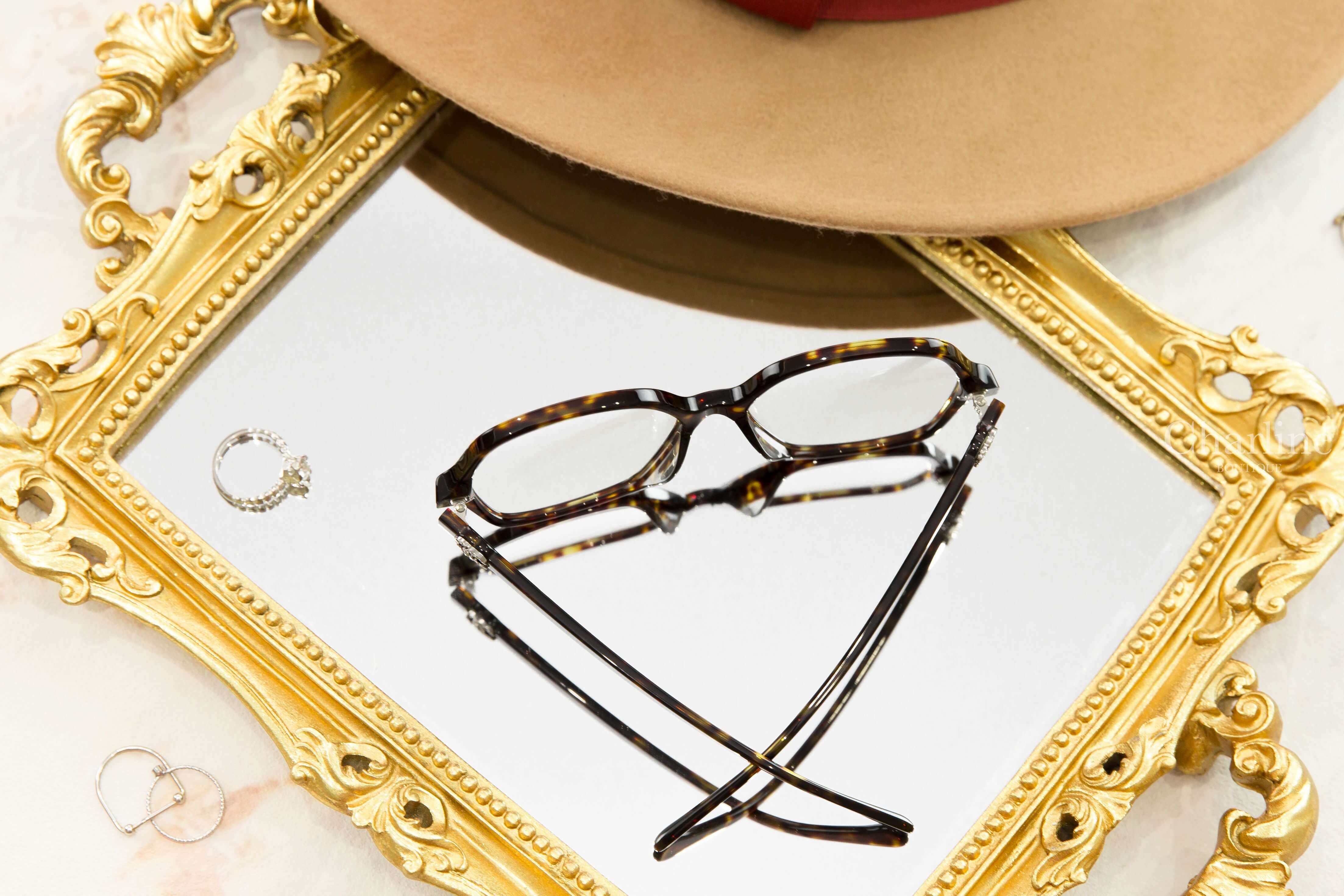 Chanel Butterfly Sunglasses 深棕色玳瑁蝴蝶形側邊黑銀水鑽CC抗藍光鏡片平光眼鏡-Charline Boutique 精品代購