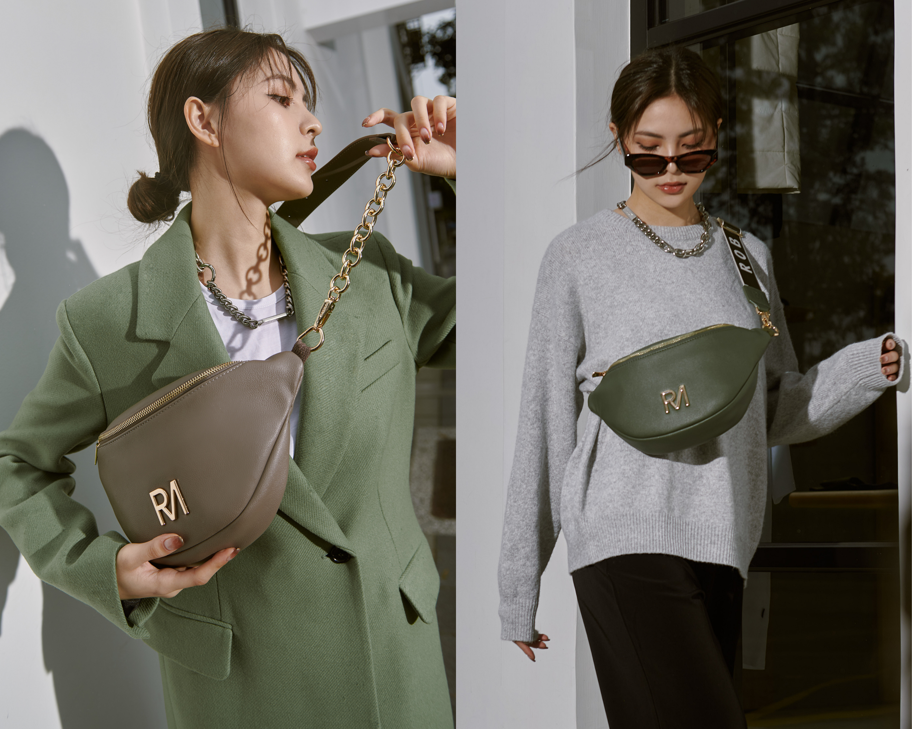 夢特胸包金屬版，M號與L號兩種尺寸。