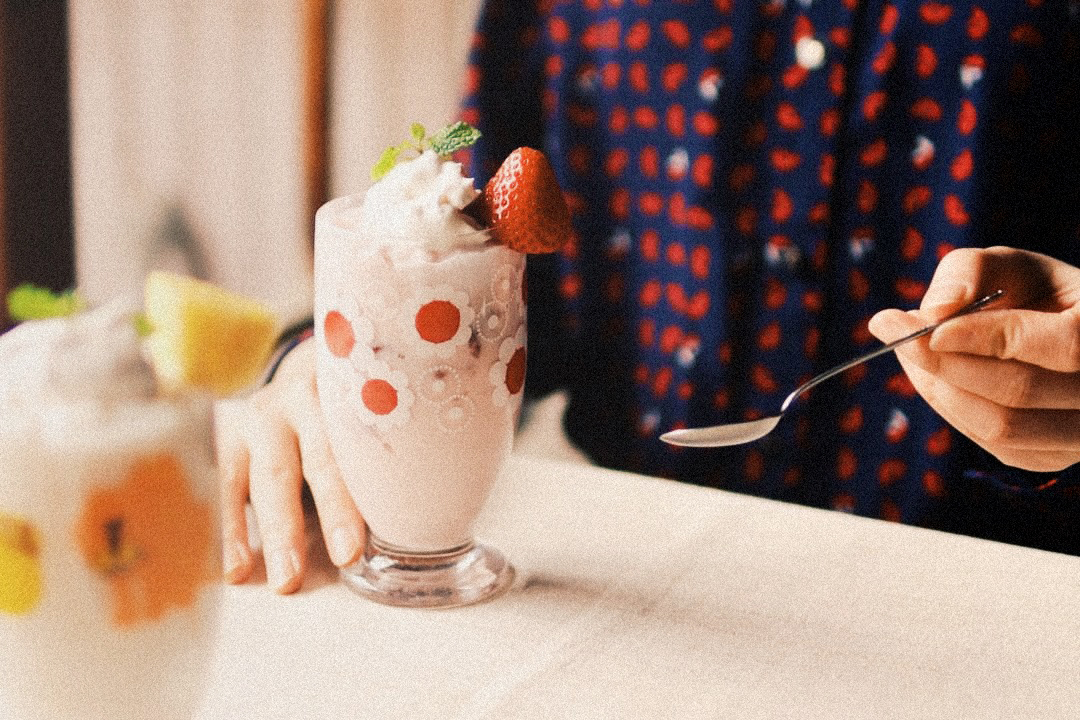 ADERIA Retro 昭和玻璃冷飲杯﹝幾何花﹞