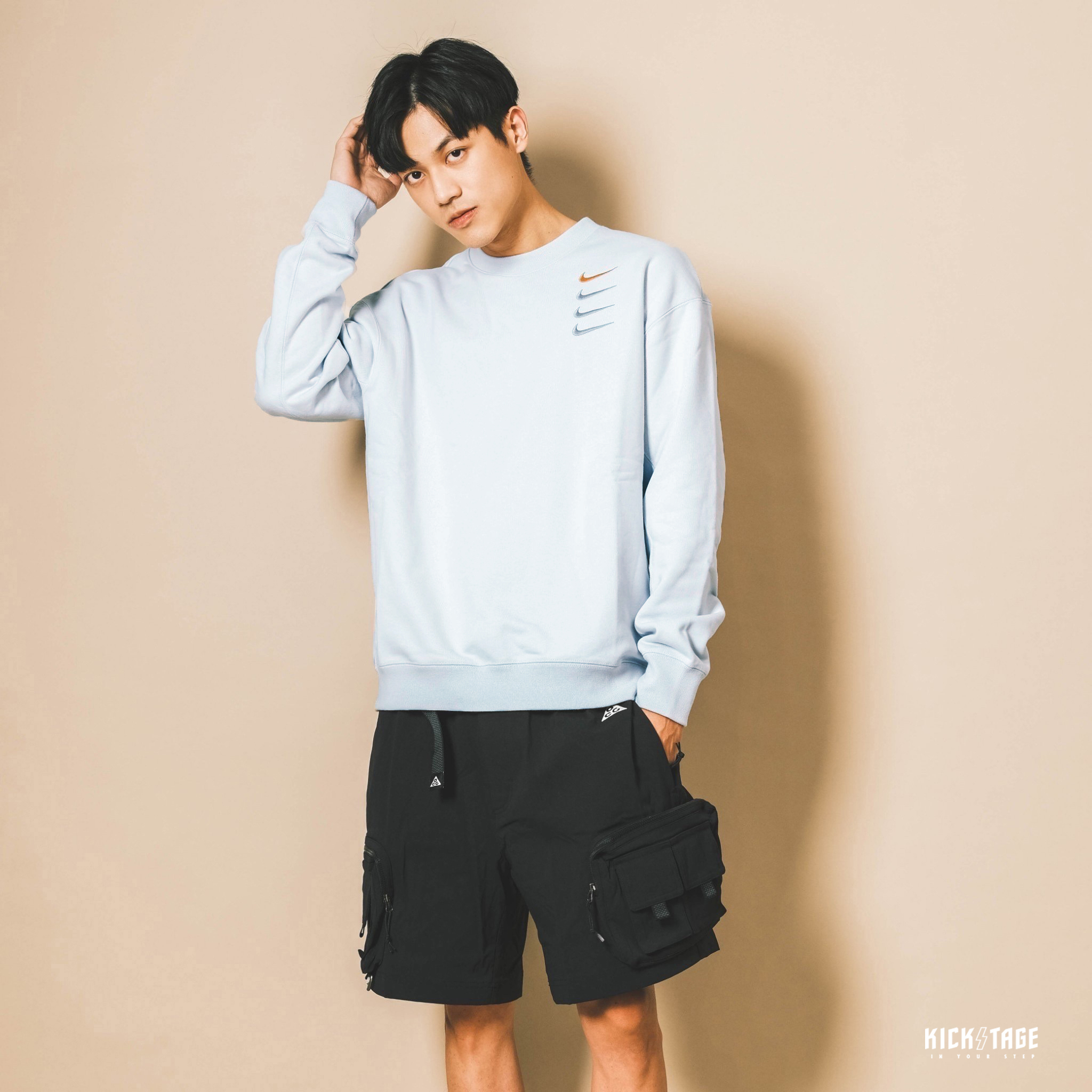 *特價商品售出不退換*男女款 NIKE NSW CREW 深藍色 水藍色 灰綠色 奶茶棕 四勾 刺繡 毛巾底 衛衣 大學T【DB9408】