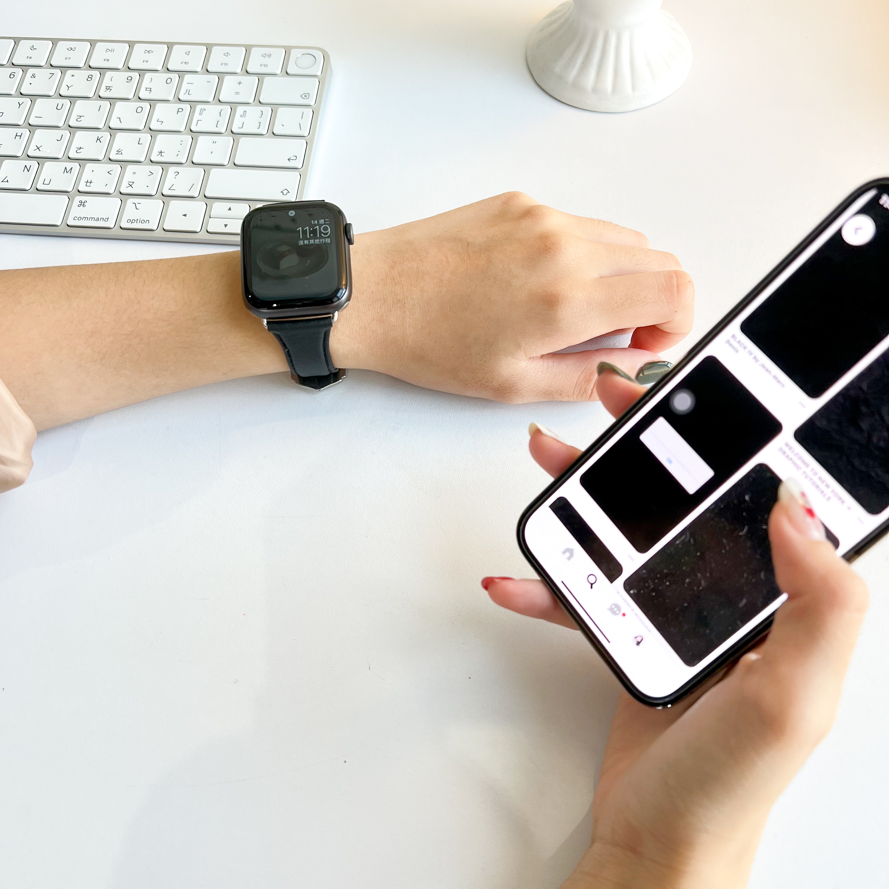 Apple Watch 質感細款牛皮真皮錶帶（加厚款） 沈穩黑