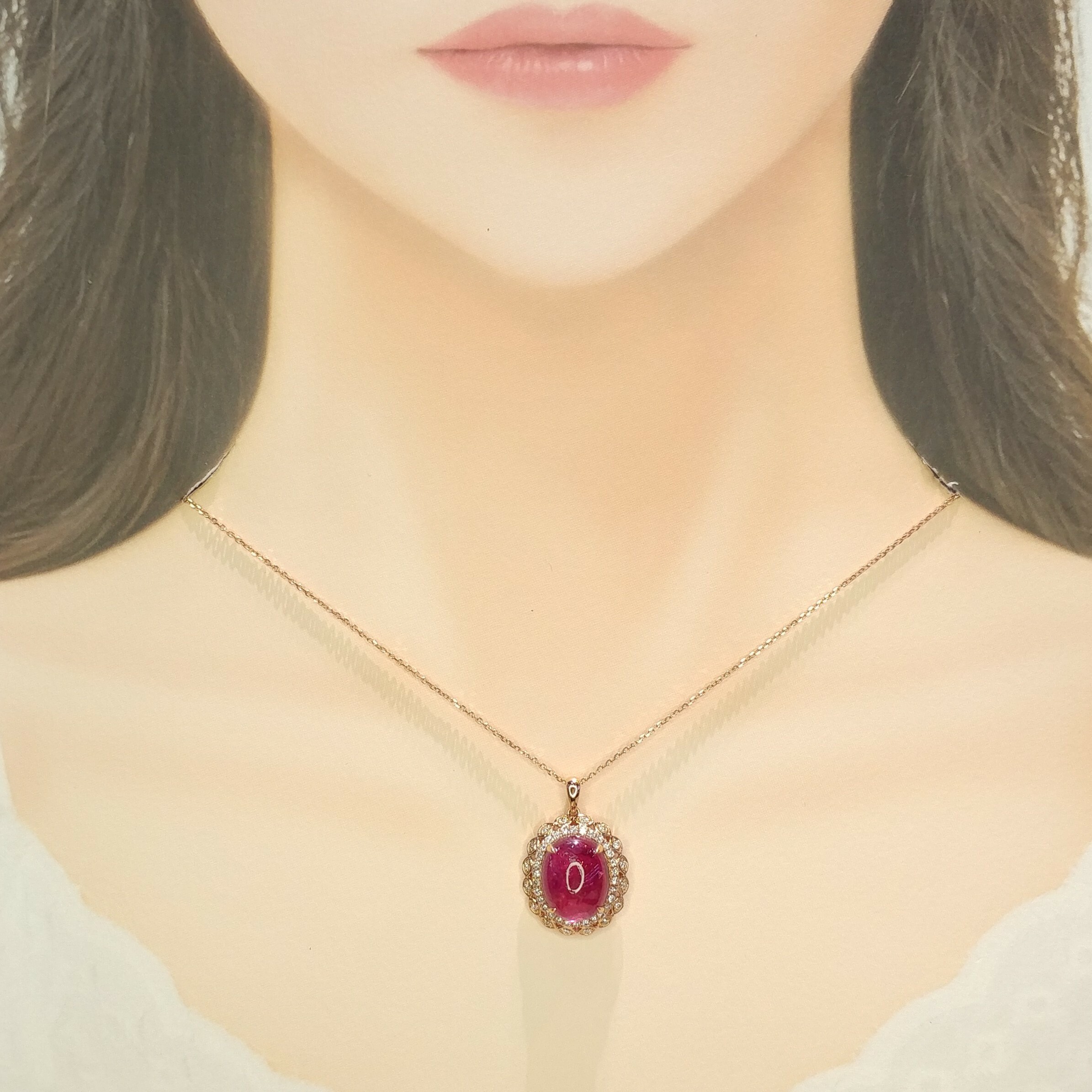 18K Rose Gold 11.23ct Tourmaline and Diamond Pendent