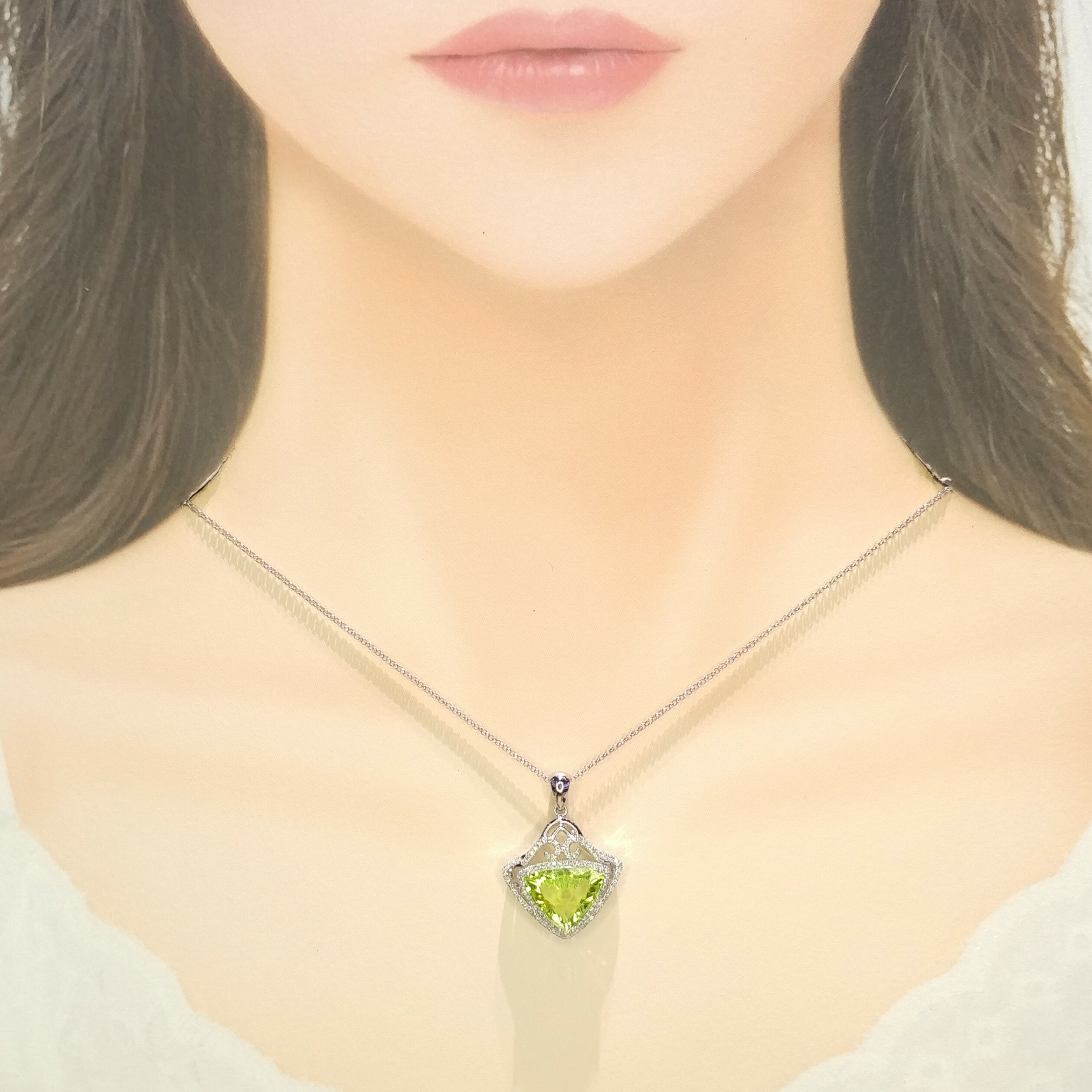 18K White Gold 5.41ct Paraiba and Diamond Pendant