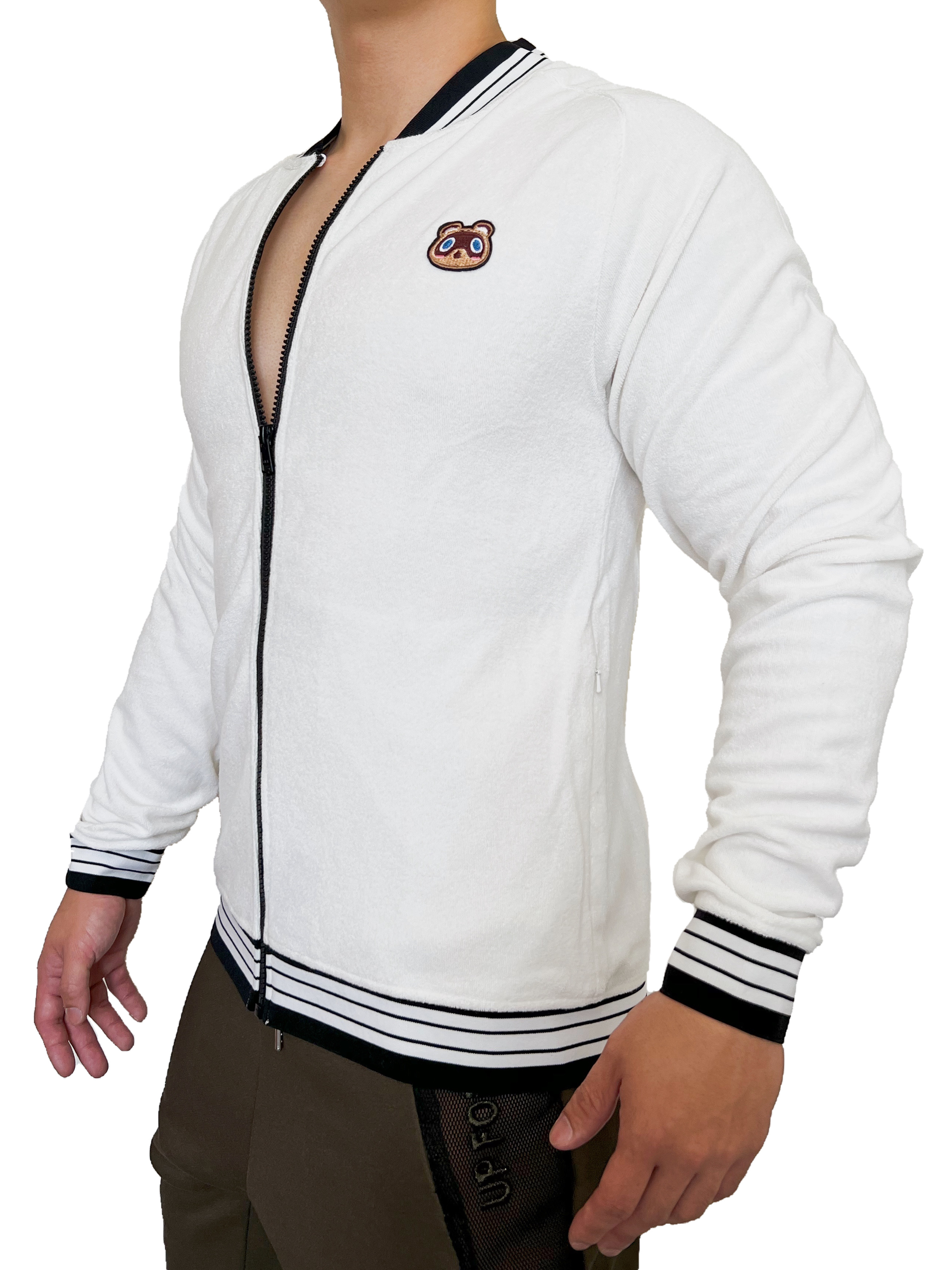 Taoru Zip 毛巾長袖外套 雪白色