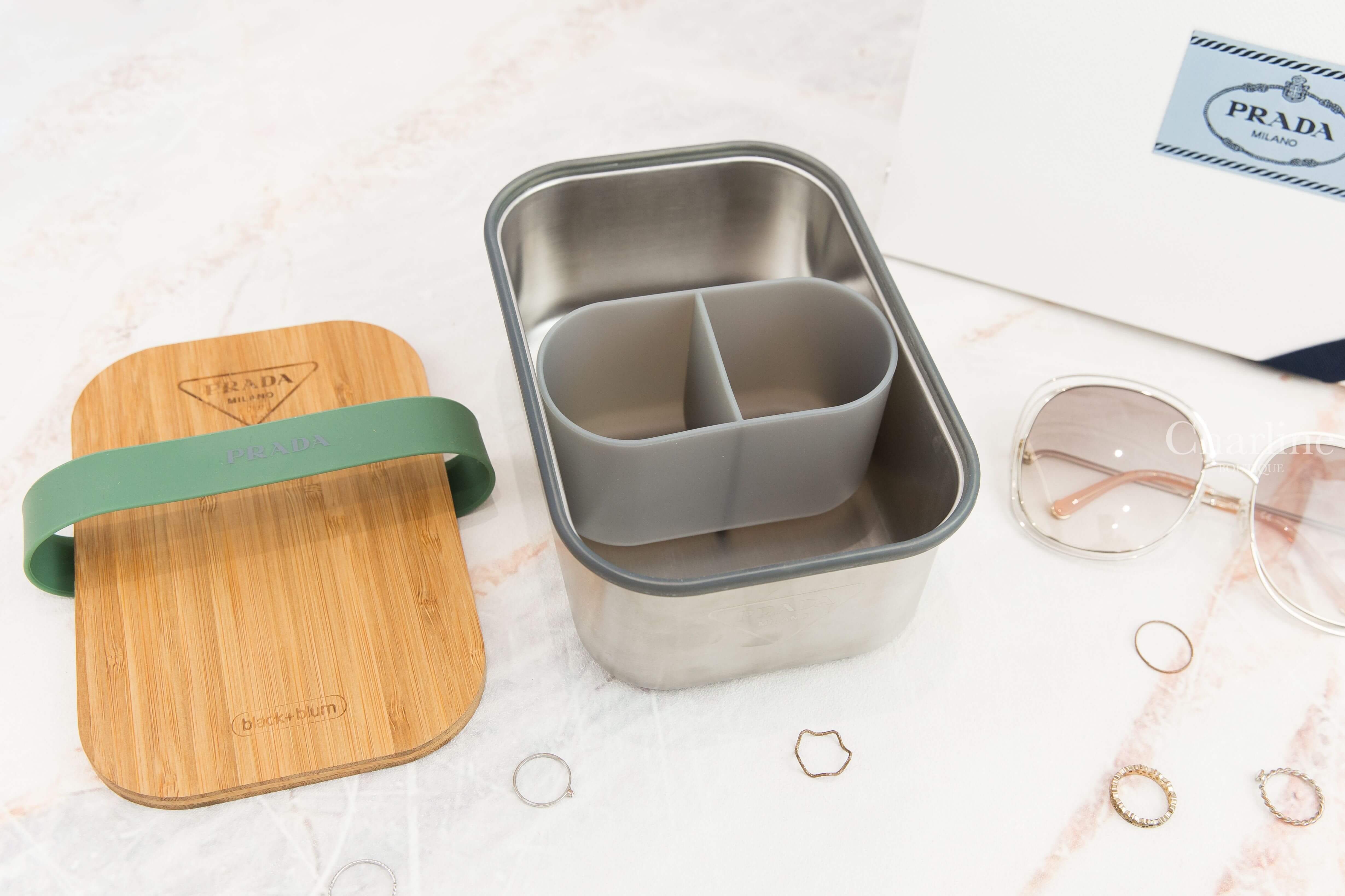 Prada Stainless Steel Sandwich Box 金屬灰竹蓋不鏽鋼三明治盒-Charline Boutique 精品代購