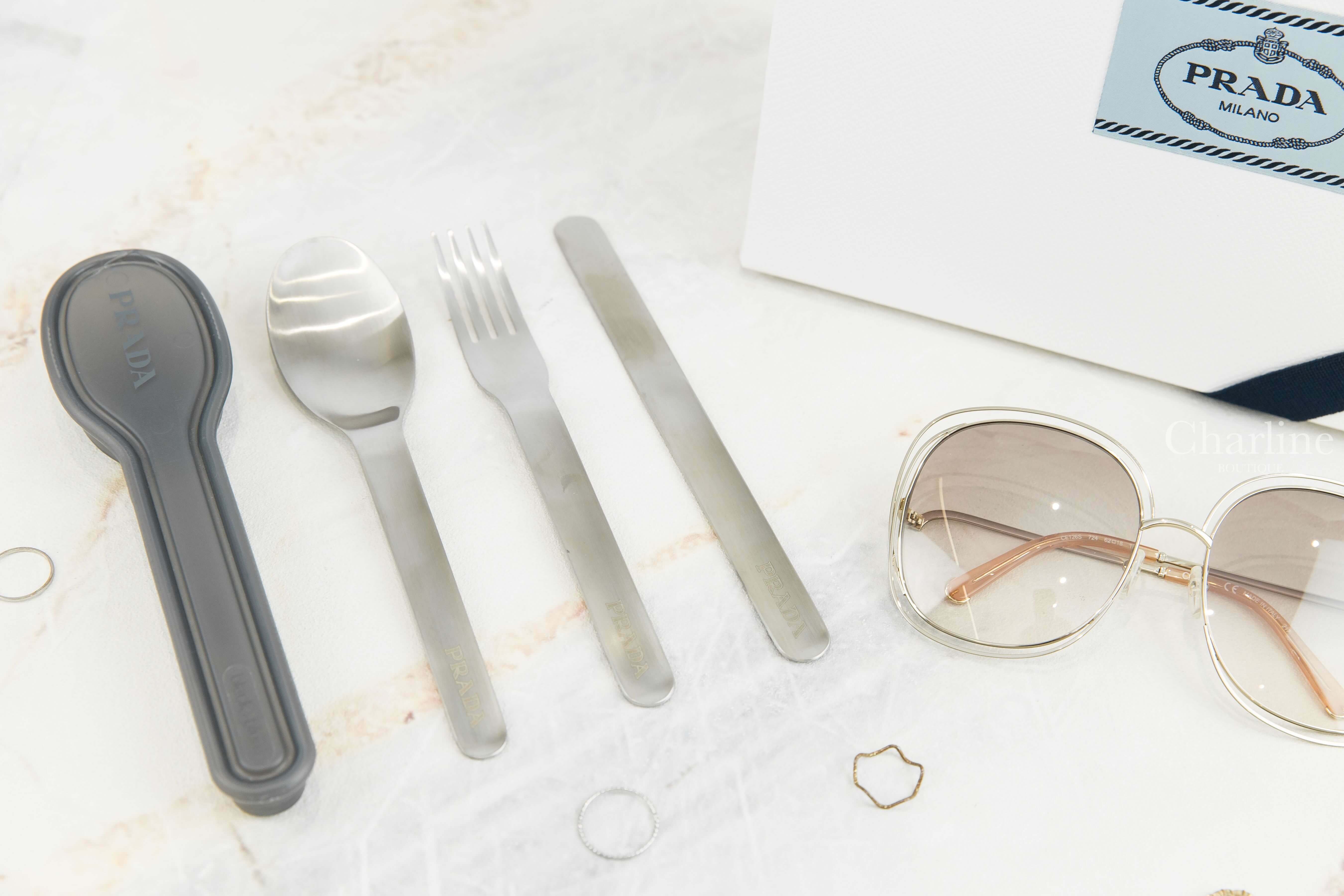 Prada Stainless Steel Cutlery Set 金屬灰不鏽鋼餐具組-Charline Boutique 精品代購