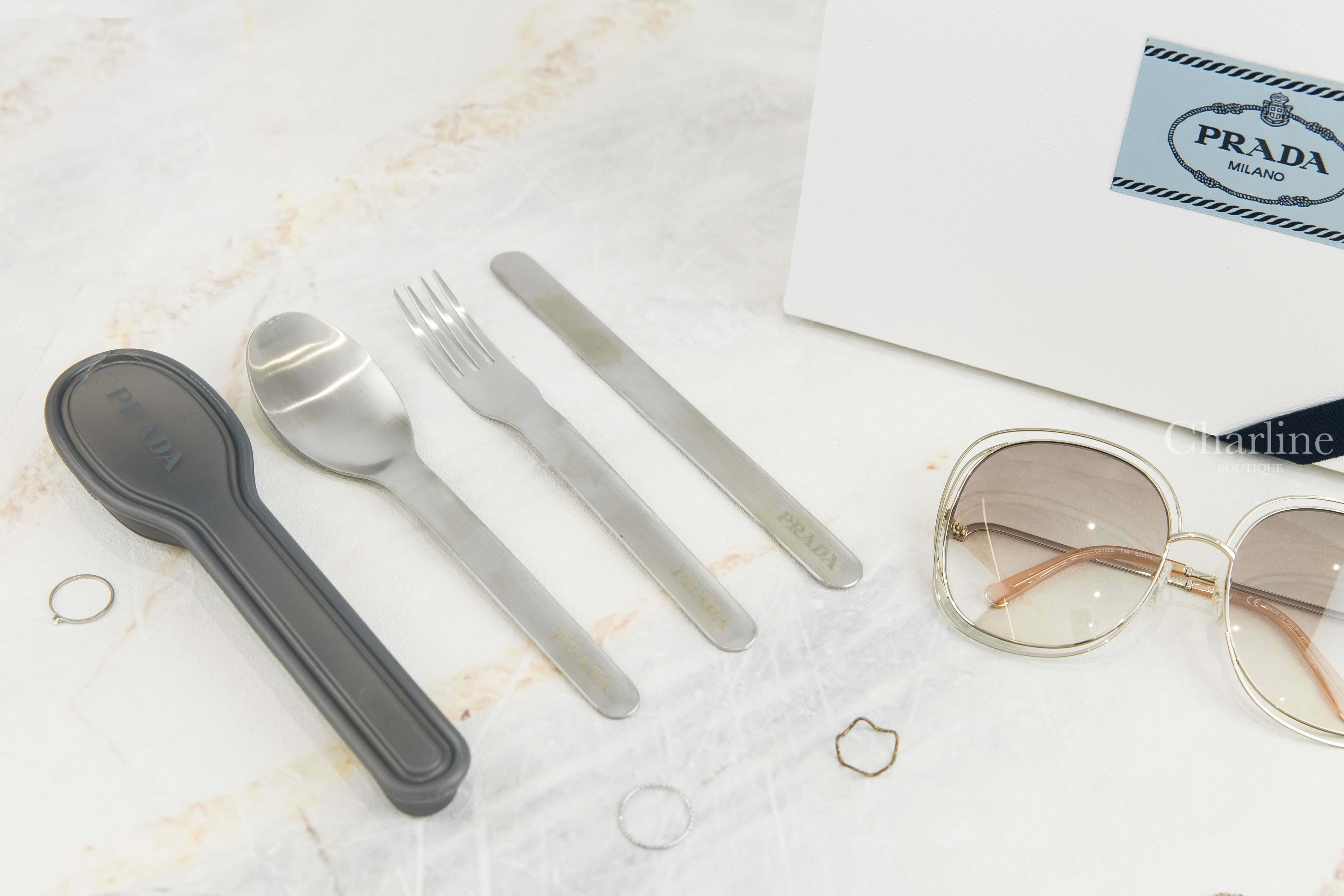 Prada Stainless Steel Cutlery Set 金屬灰不鏽鋼餐具組-Charline Boutique 精品代購