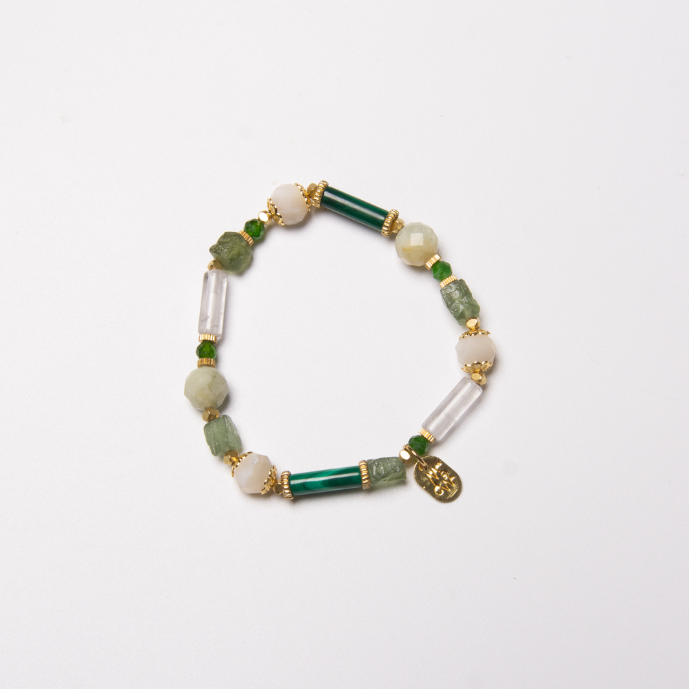 槲寄生下的幸福｜孔雀石摩根石手鍊 C1399