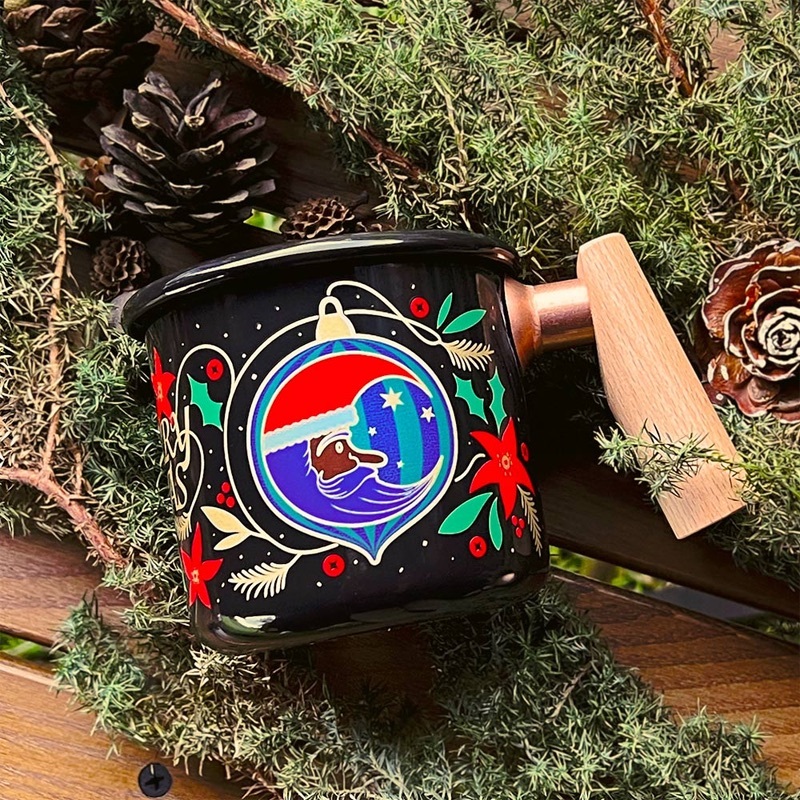 Truvii 趣味 聖誕節限定款 木柄琺瑯杯  400ml 聖誕杯 感溫變色杯 馬克杯 交換禮物 飲料杯 露營