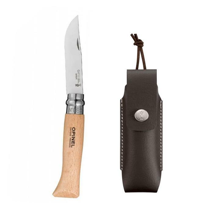 Opinel No. 8 Stainless Steel Folding Knife with Sheath 8號不鏽鋼尖頭摺刀連專用皮套