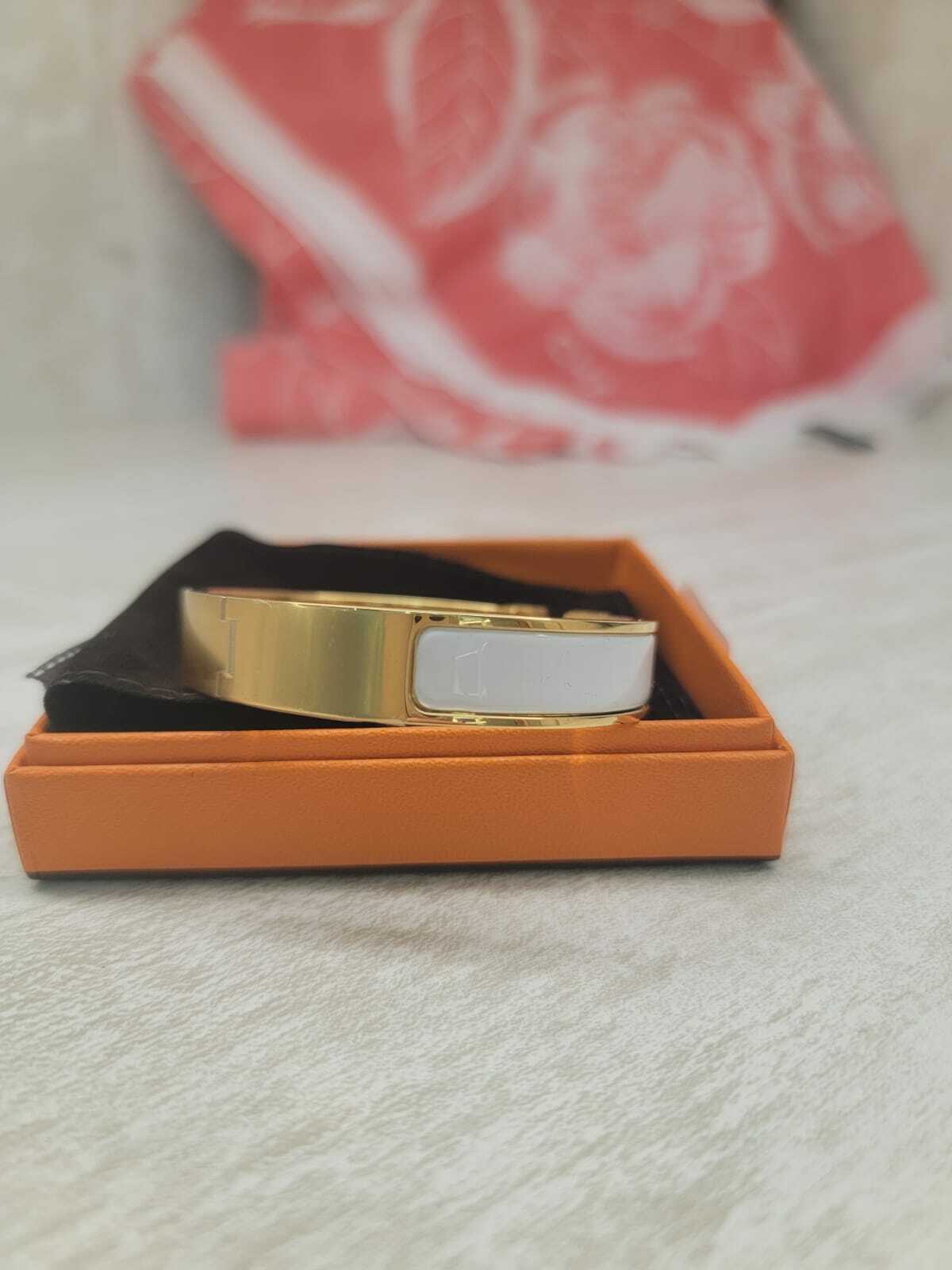Hermes Clic H BRACELET 手鐲  白色拼金