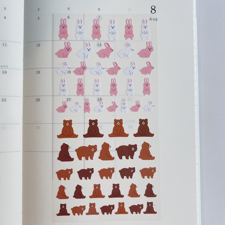 Mind Wave 可愛動物手帳貼紙 兔子與熊