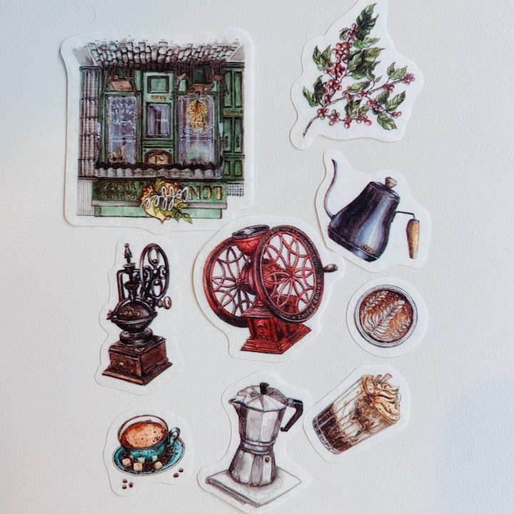 咖啡 54枚和紙貼紙包｜吉LCN