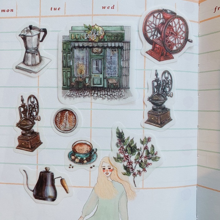 咖啡 54枚和紙貼紙包｜吉LCN