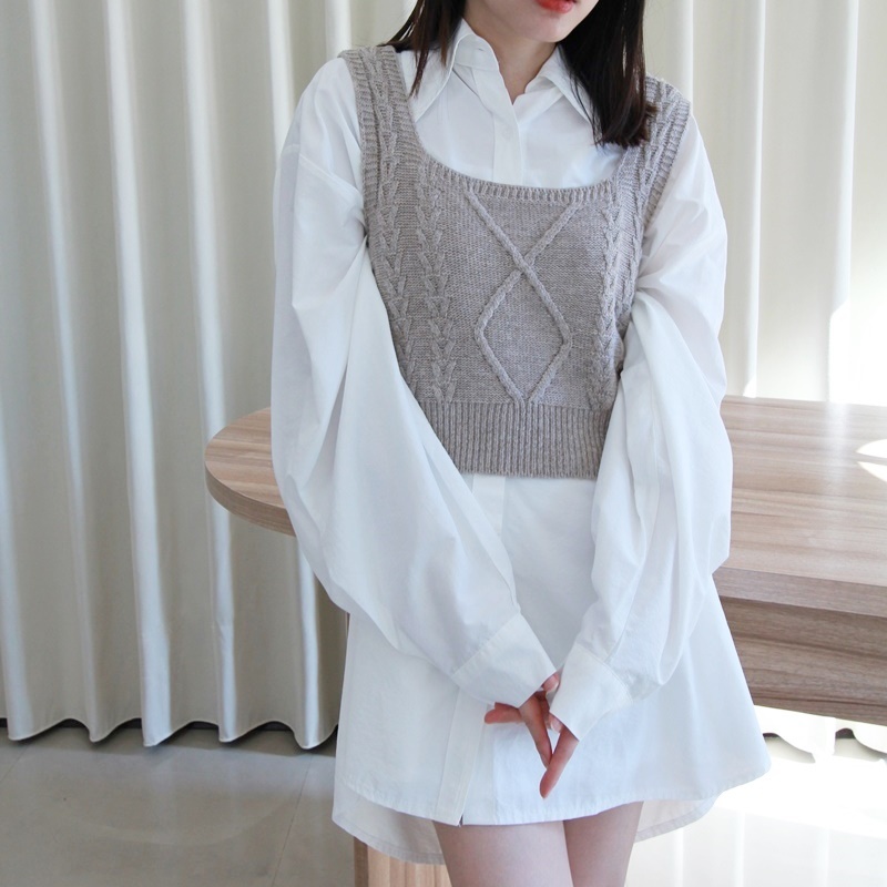 5W11 推薦!!小性感襯衫洋裝 白色