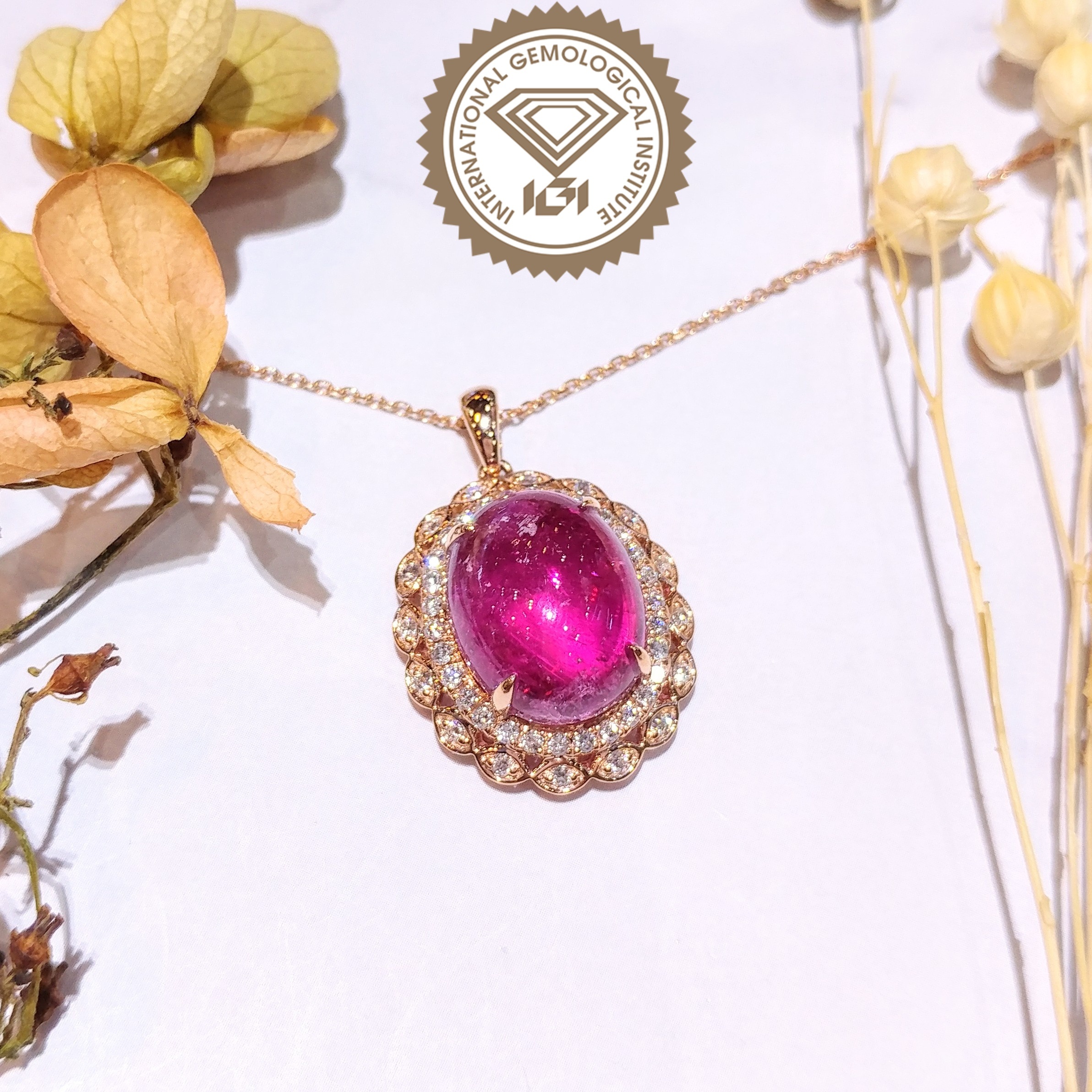 18K Rose Gold 11.23ct Tourmaline and Diamond Pendent