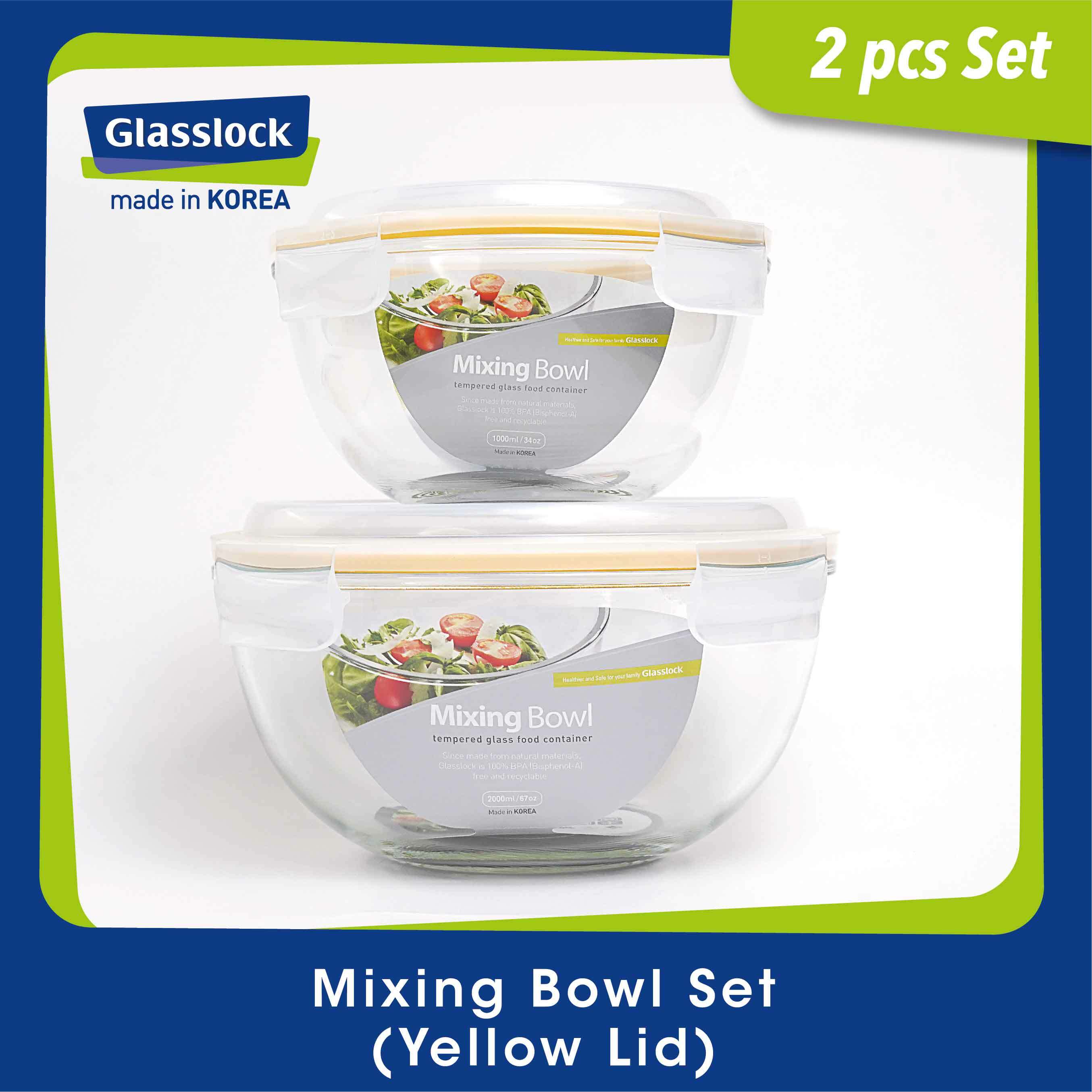 Glasslock Mixing Bowl Set 1000ml & 2000ml