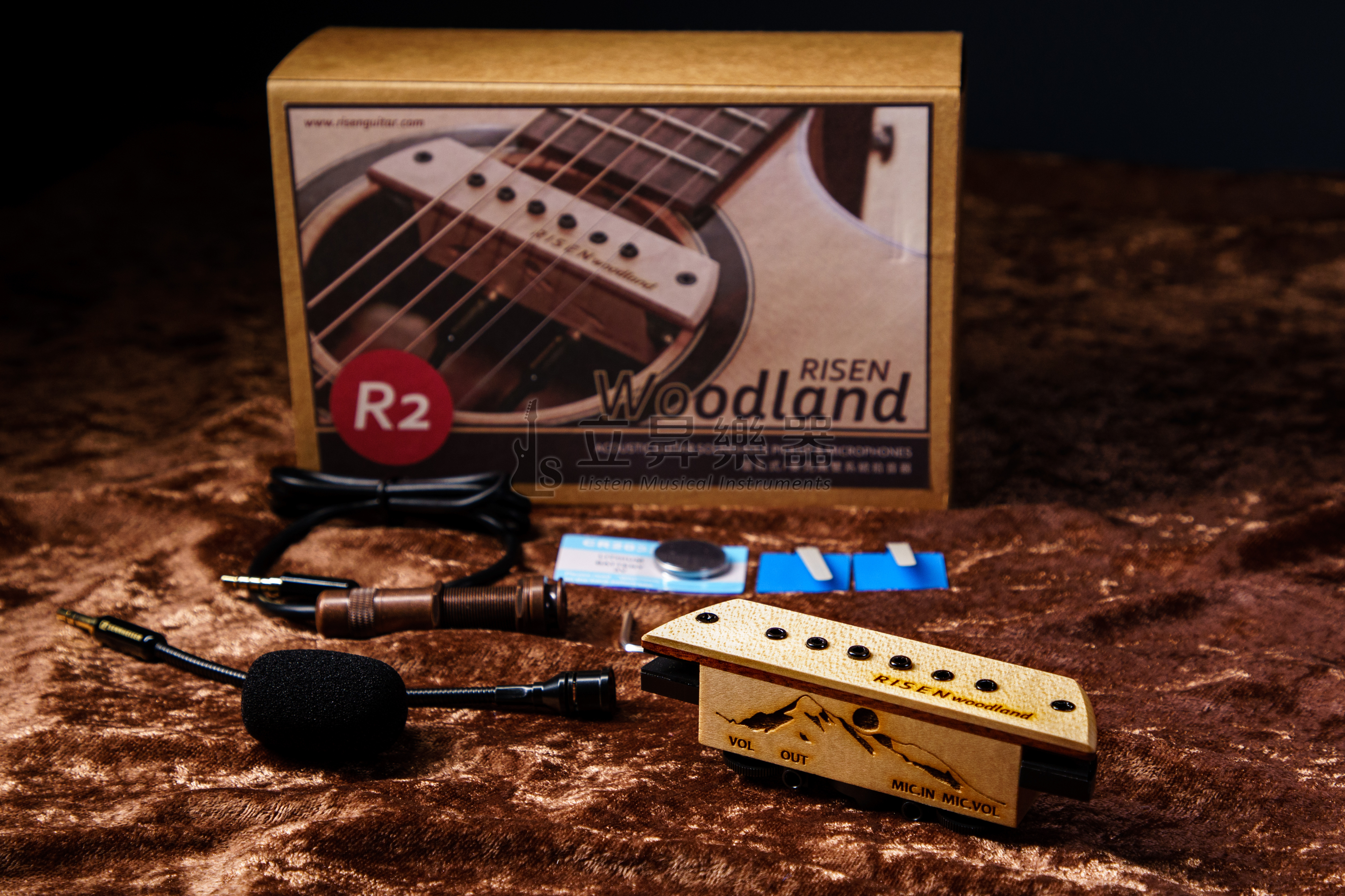 Risen Woodland R2 響孔式拾音器 音孔式 雙系統 麥克風 純木外殼 木質