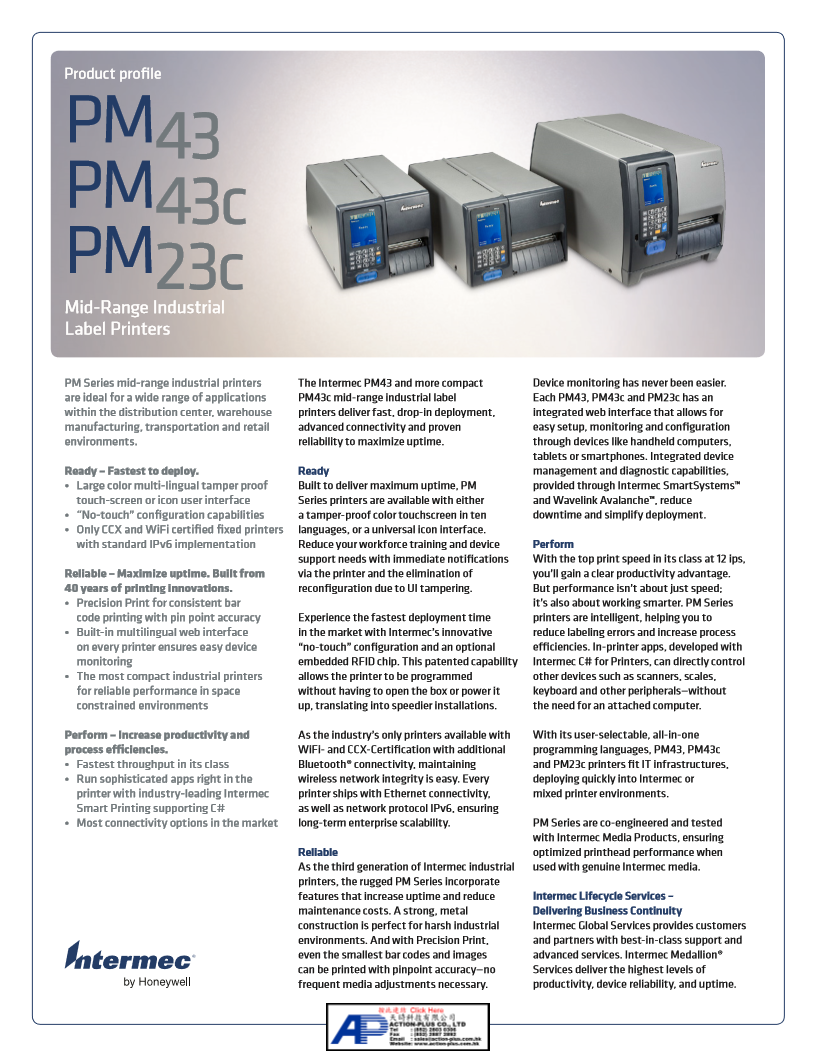 Honeywell Intermec PM43 PM43C PM23C 條碼打印機