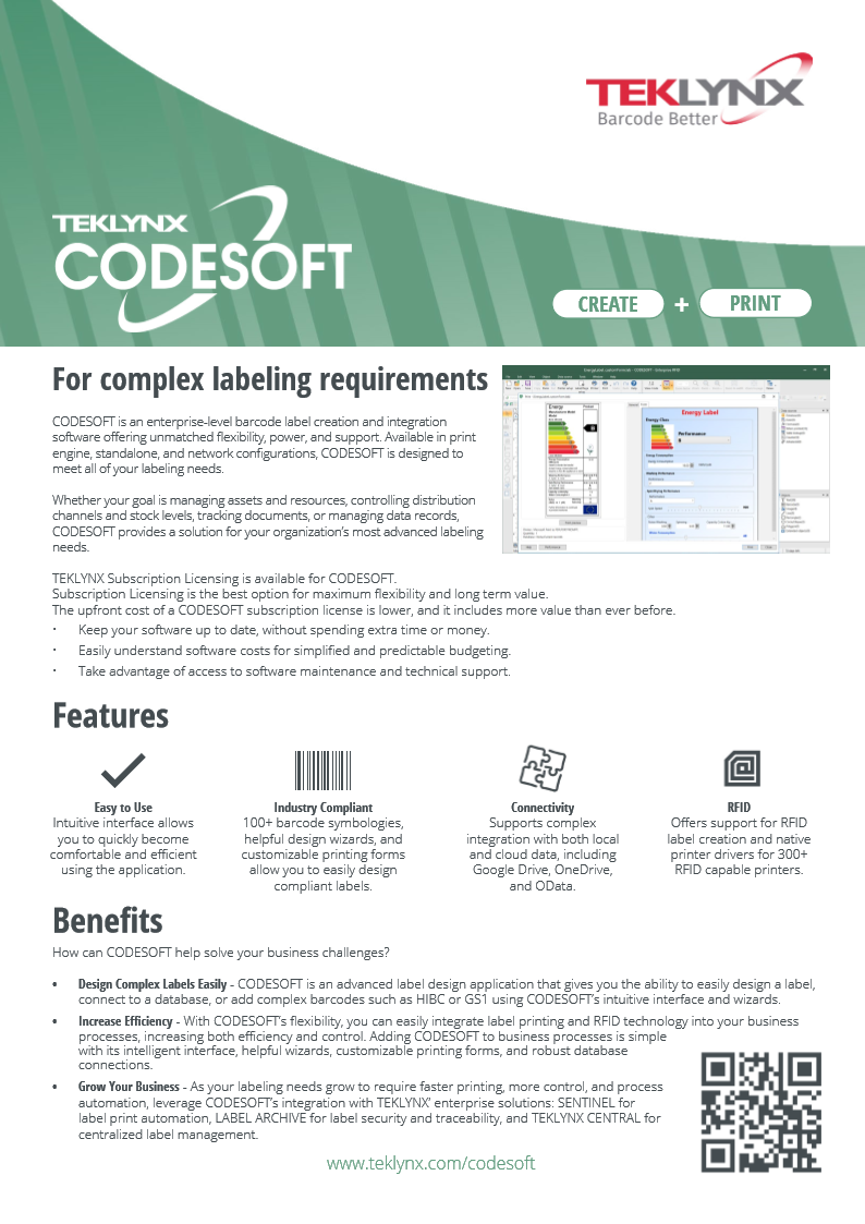 TEKLYNX CODESOFT 標籤設計軟件