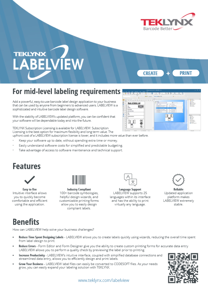 TEKLYNX LABELVIEW 標籤設計軟件