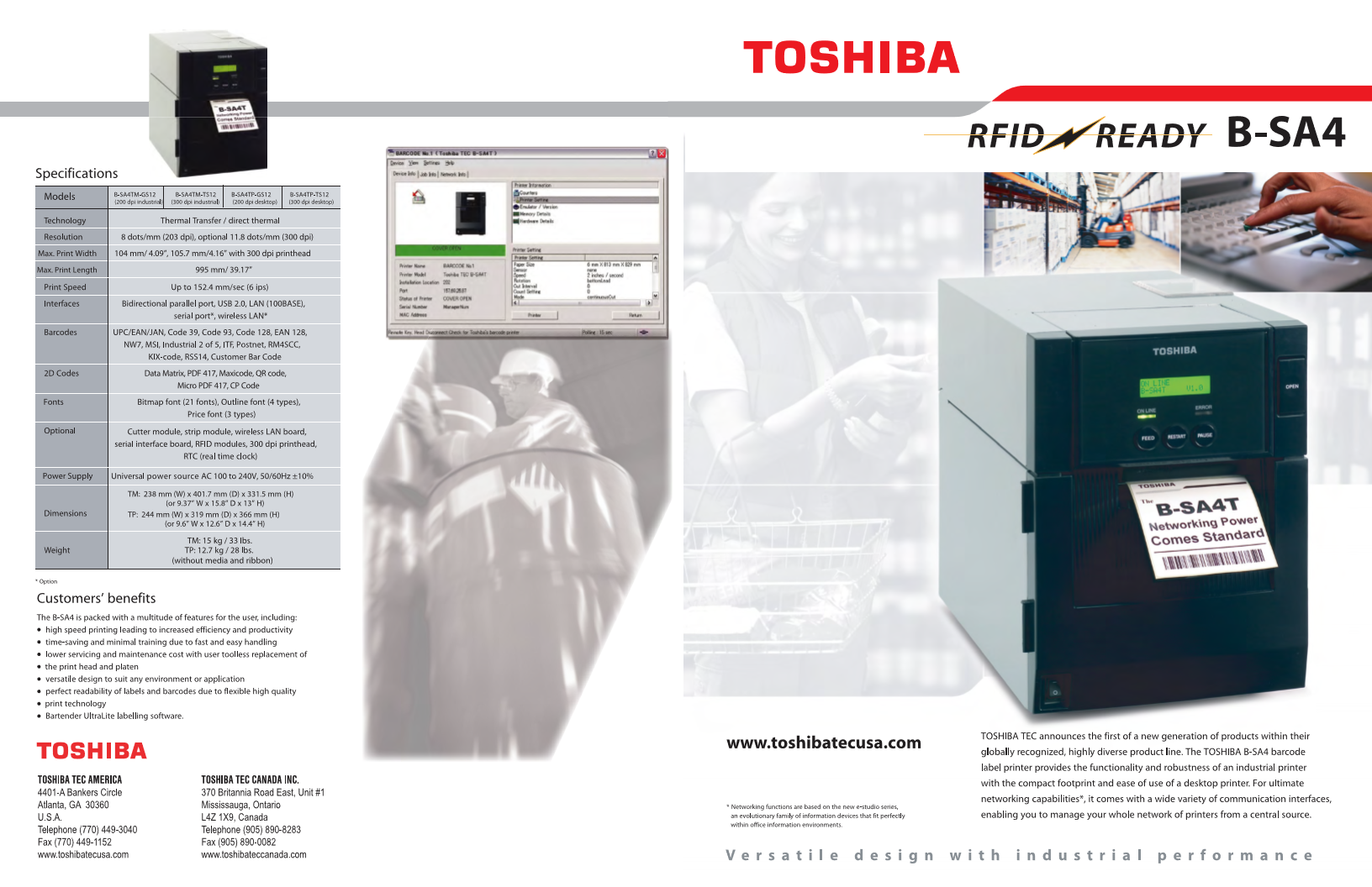Toshiba TEC B-SA4TM 條碼打印機