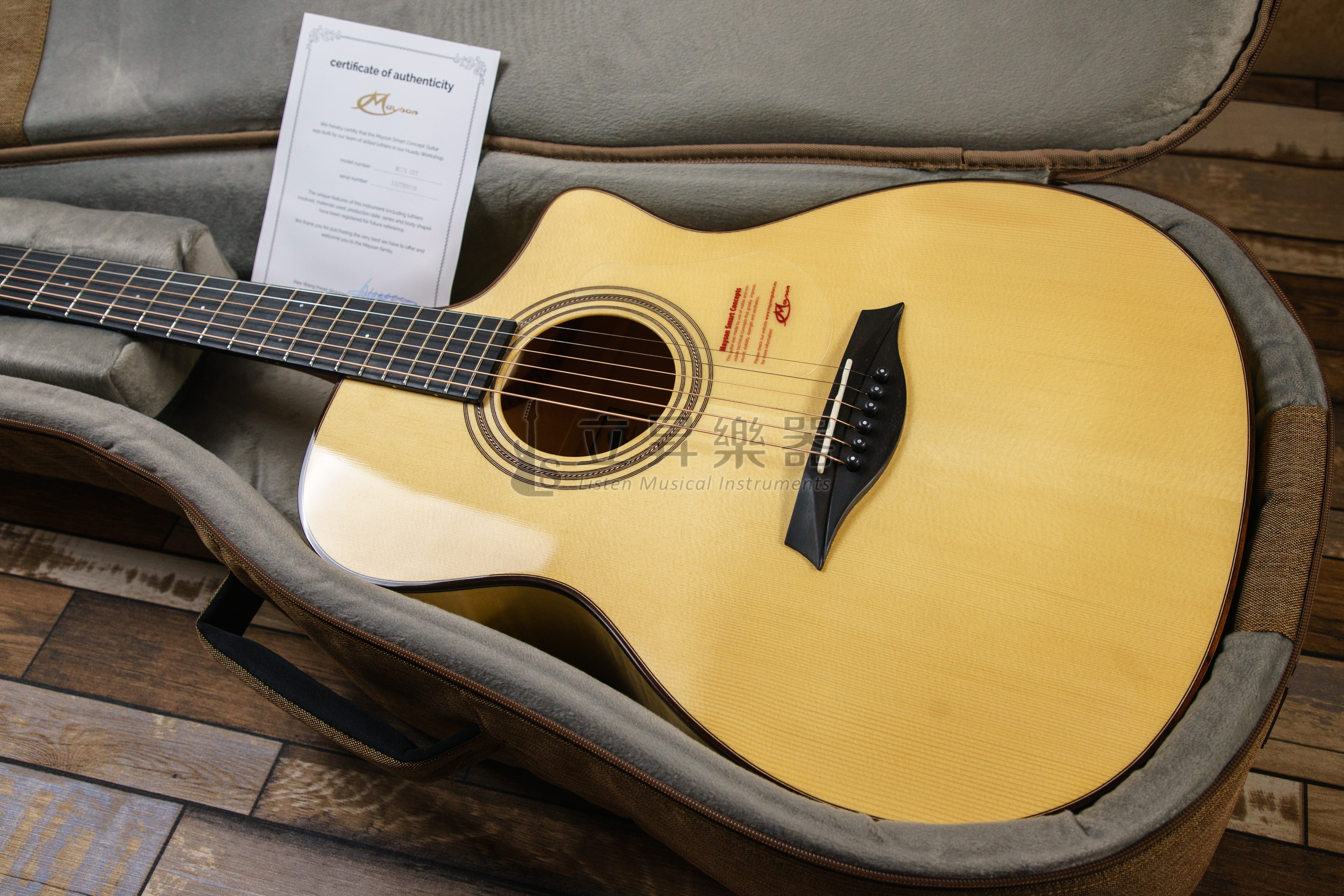 Mayson M7/SC 面單板木吉他 英格蘭雲杉單板 虎紋楓木側背板 M桶缺角 附原廠厚袋