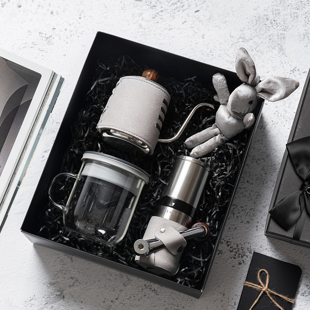 【Gift Box Set】Hand Drip Coffee Kettle with Coffee Beans Grinder