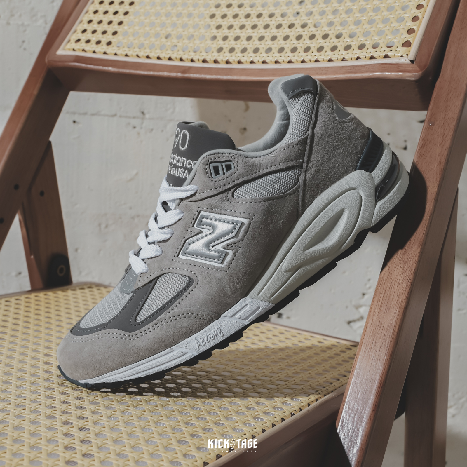 NEW BALANCE 990 ABZORB 灰色元祖灰麂皮網布反光美國製