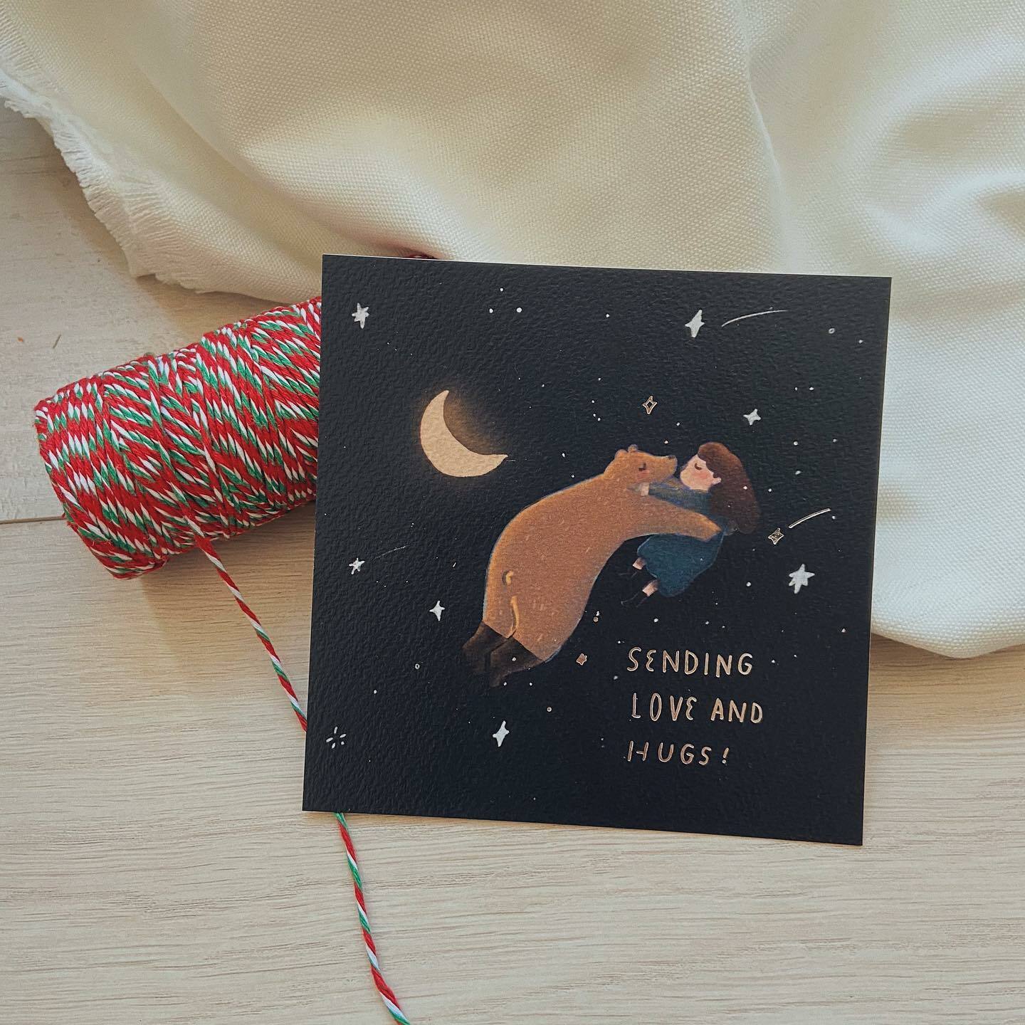 咻咻熊 小燙金明信片 sending love