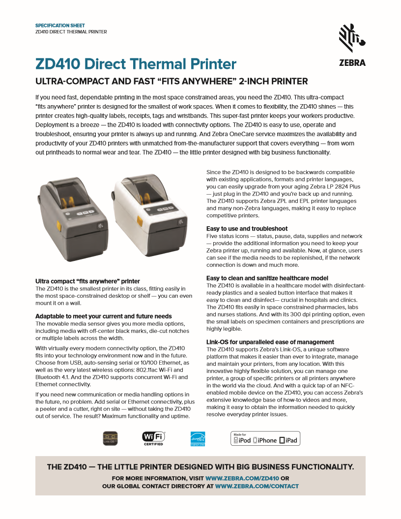 Zebra ZD410, ZD411 條碼打印機 label打印機 barcode label printer 熱敏打印機
