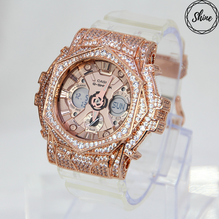 玫瑰金 Mini-G 改裝手錶 GMA-S120SR-7A - 玫瑰