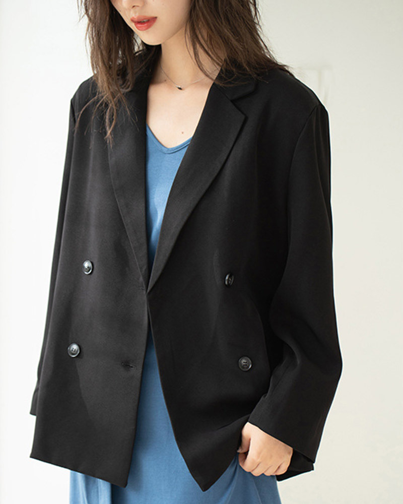 DEER.W 翻領雙排釦西裝外套 黑色