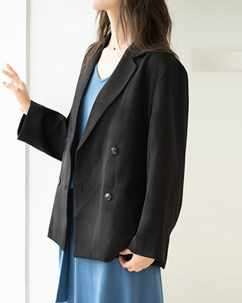 DEER.W 翻領雙排釦西裝外套 黑色