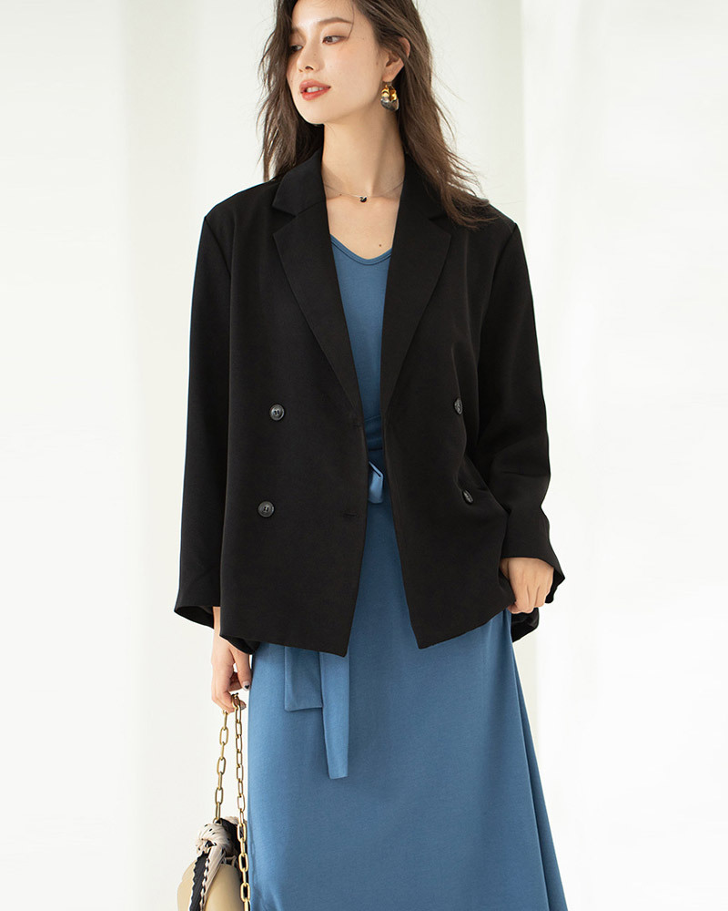 DEER.W 翻領雙排釦西裝外套 黑色